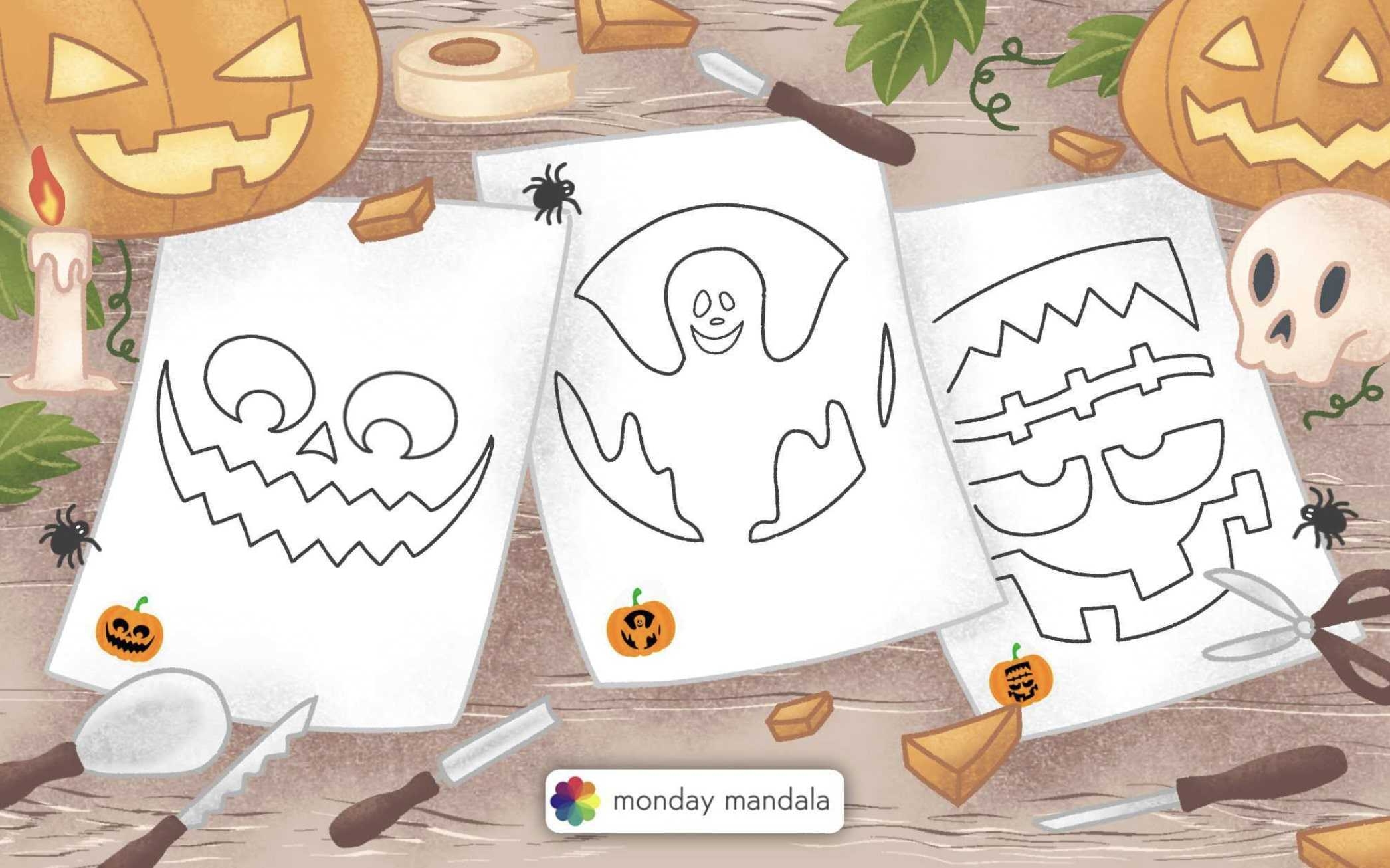 Witch Cauldron Pumpkin Stencils Free Printable