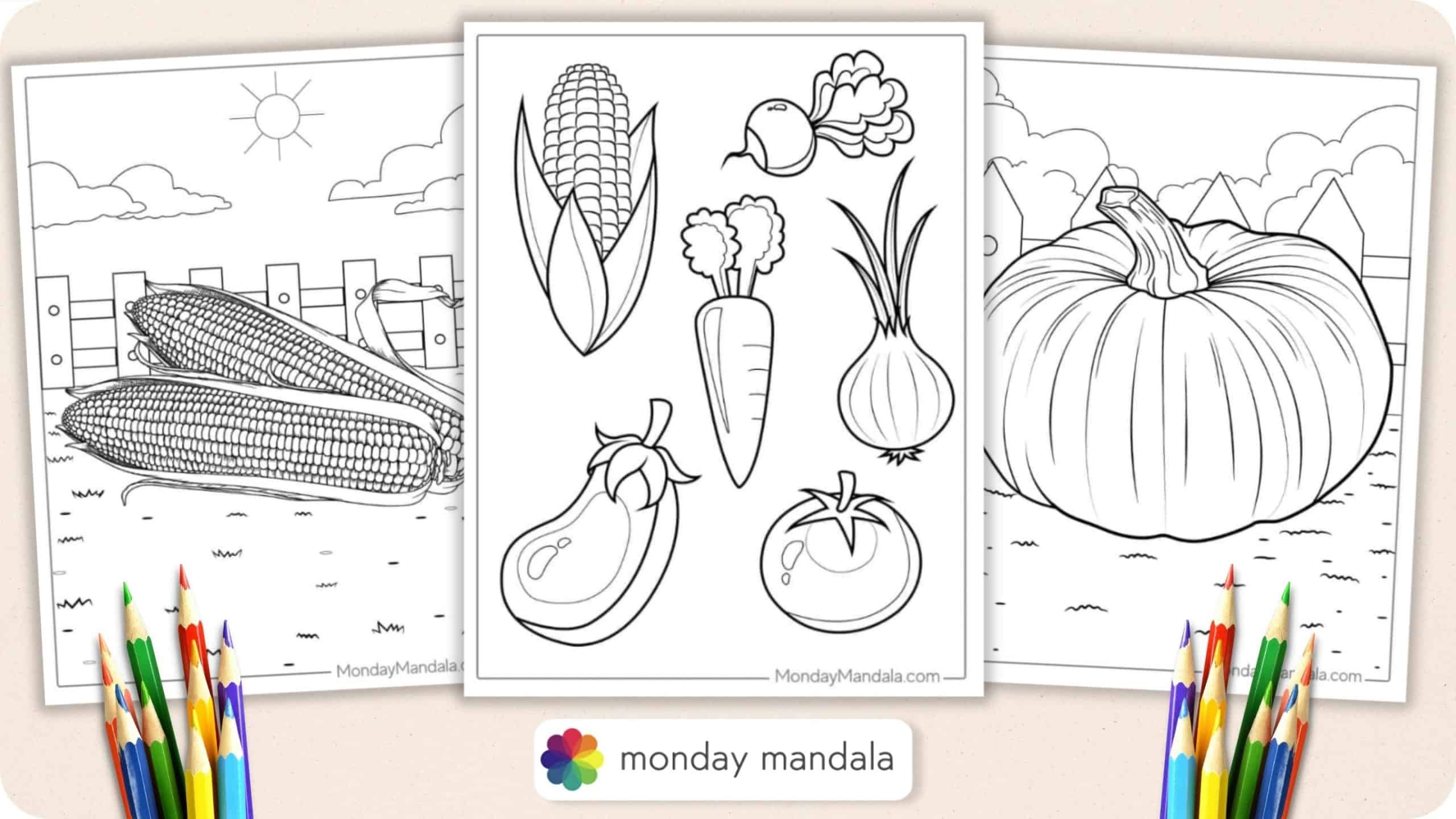 38 Vegetable Coloring Pages Free PDF Printables 