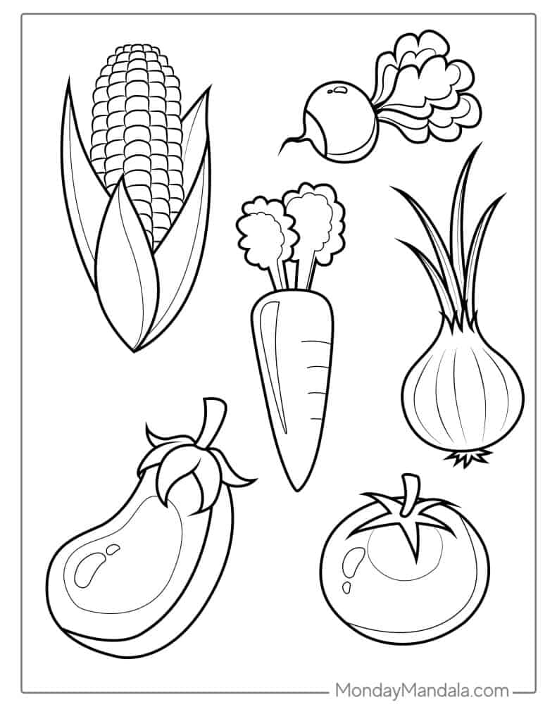 38 Vegetable Coloring Pages Free PDF Printables 