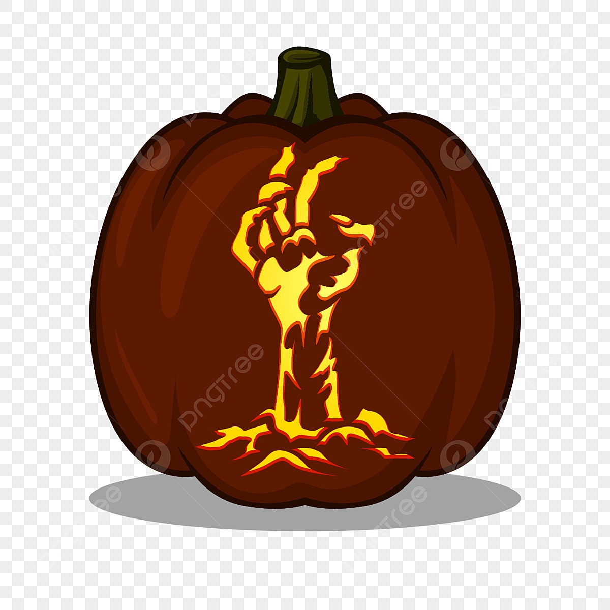 Carved Pumpkins Clipart Transparent PNG Hd Zombie Hand Design For Pumpkin Carving Ideas Include File Ready To Print Halloween Zombie Skull PNG Image For Free Download