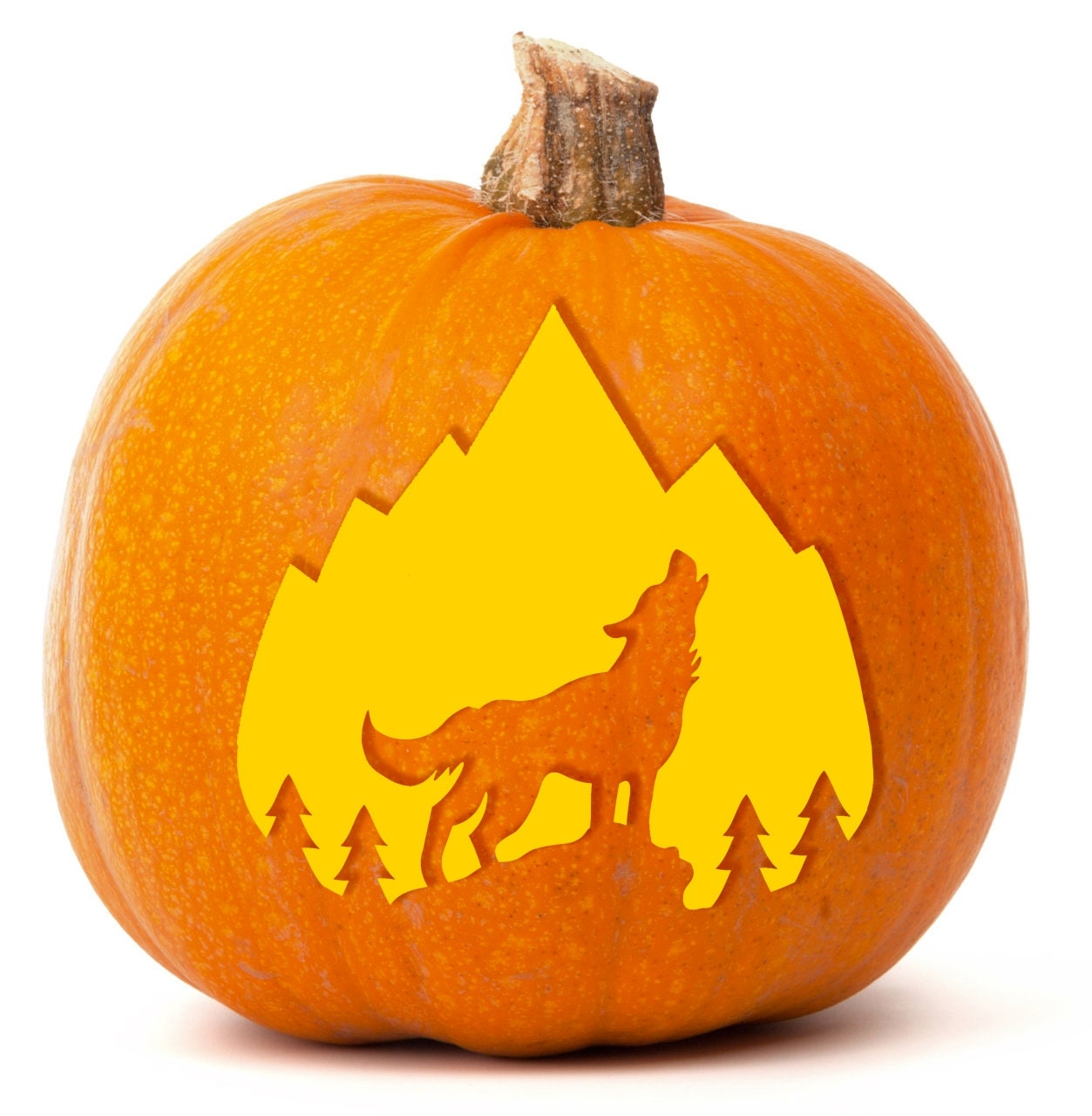 Printable Pumpkin Stencil For Carving Howling Wolf W mountain Silhouette Fun Unique Halloween Pumpkin Pattern Template For Wolf Lovers Etsy Israel