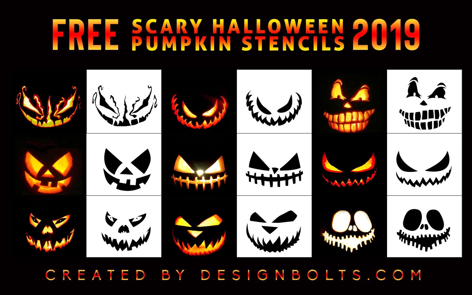 10 Free Scary Halloween Pumpkin Carving Stencils Printable Patterns Ideas 2019 Designbolts