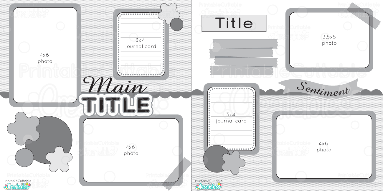 12x12 Two Page Free Printable Scrapbook Layout