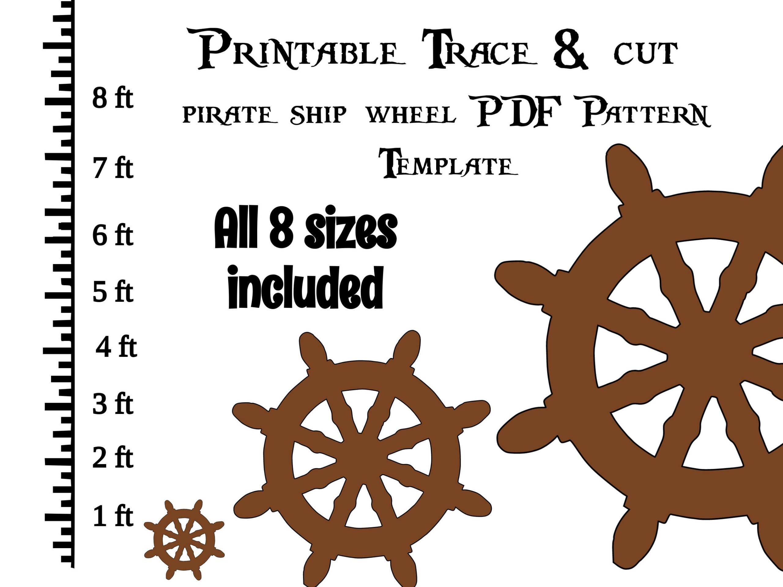 1ft 8ft Pirate Ship Wheel PDF Template printable Trace And Cut Christmas Scene Template Stencils Christmas Lawn Decorations Etsy