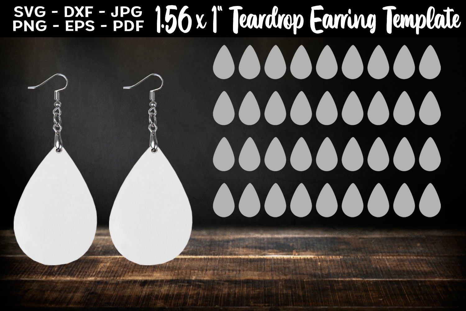 1x1 56 Teardrop Earring Sublimation Template
