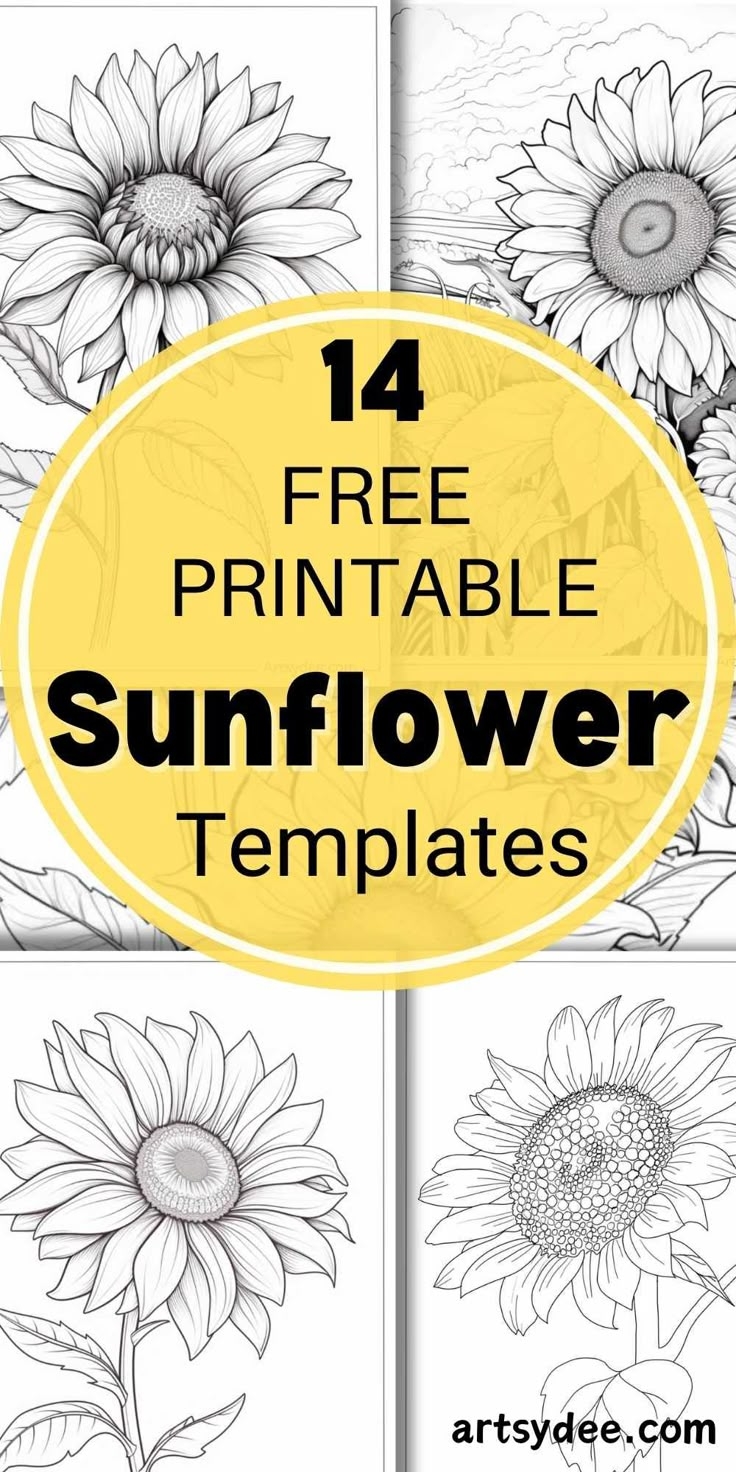 20 Free Sunflower Printables Patterns Templates Stencils For Painting And Crafting Artsydee Drawing Painting Craft Creativity