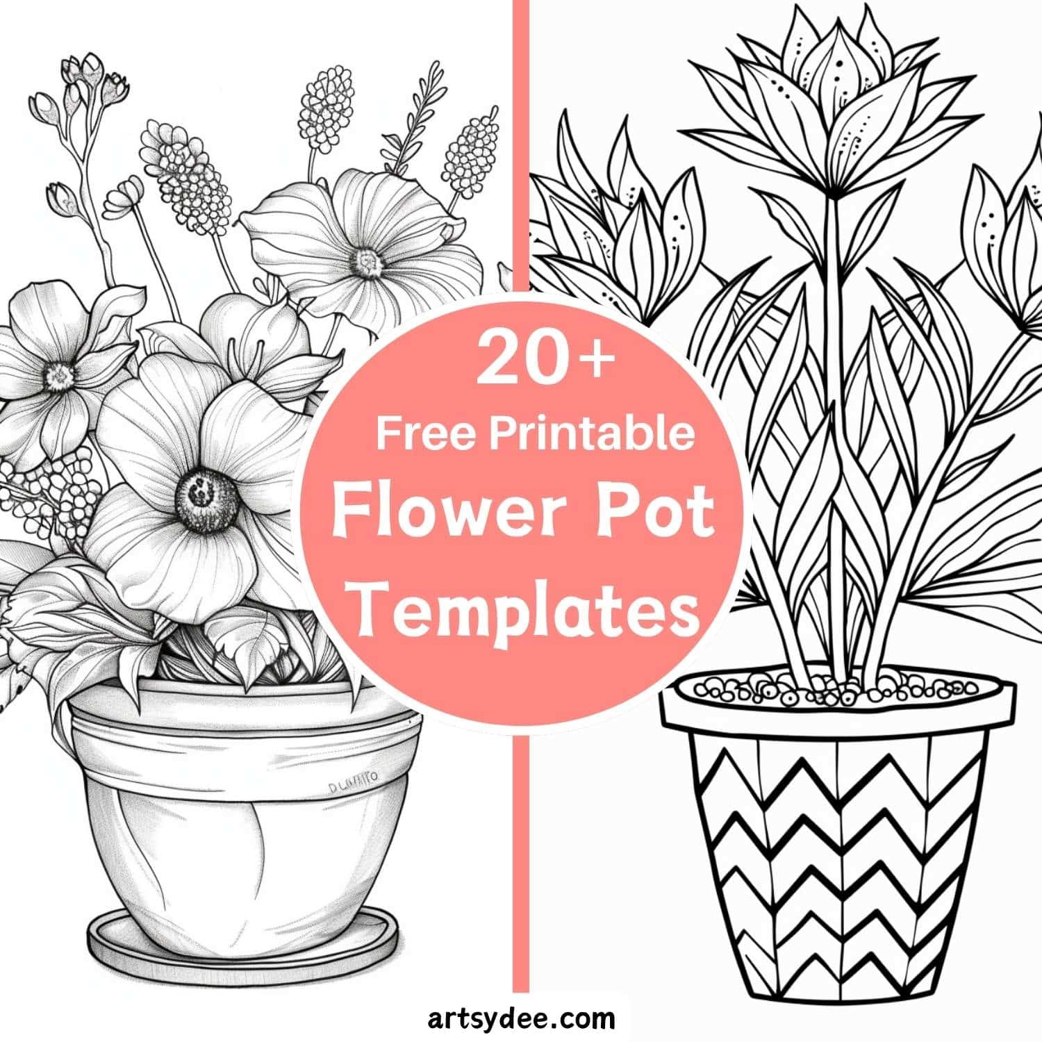 26 Delightful Flower Pot Template Printables Get Ready To Bloom With Creativity Artsydee Drawing Painting Craft Creativity