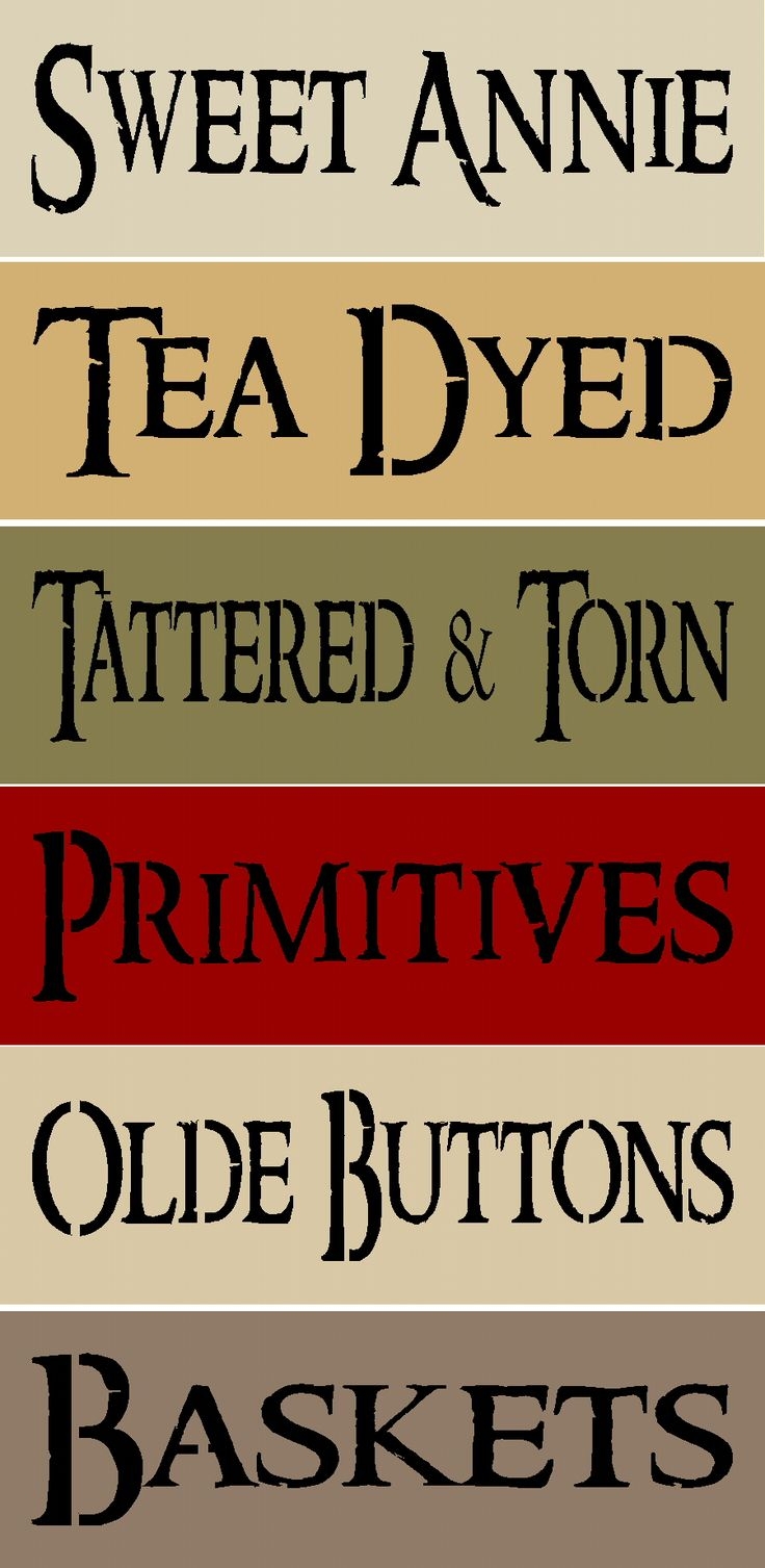 6pc Primitive Set 3 x9 Reusable Plastic Stencil Sign Stencil
