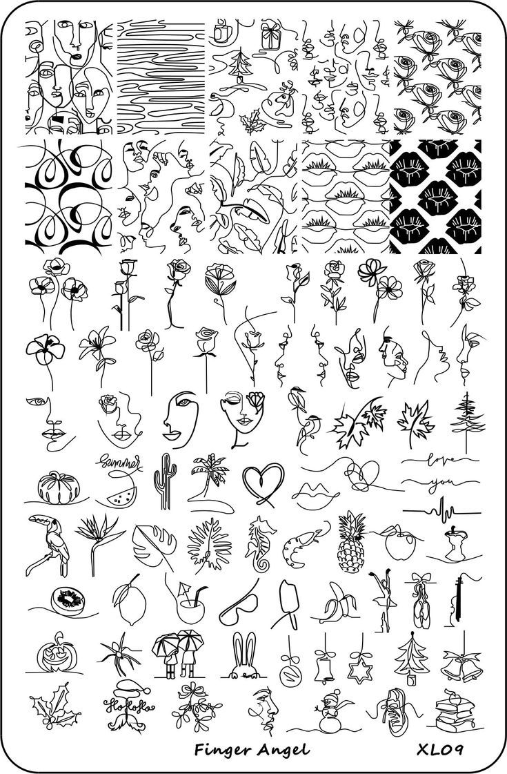 9 5X15 Abstract Woman Face Nail Stamping Plates Image Painting Nail Art Stenc Nail Art Stamping Plates Nail Stamping Plates Printable Nail Art Practice Sheet