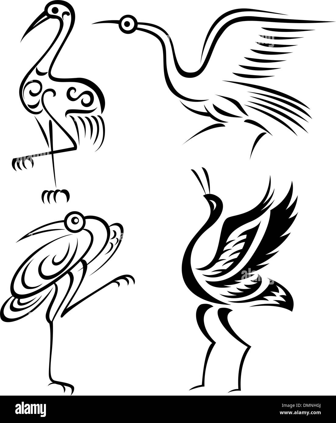 Abstract Crane Bird Tattoo Symbol Stock Vector Image Art Alamy