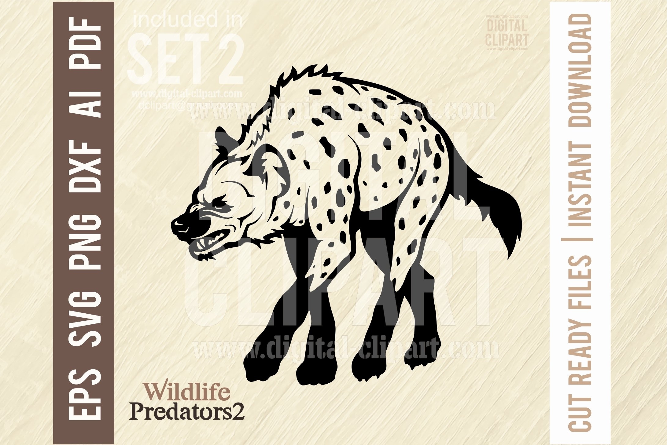 Aggressive Hyena SVG File Wildlife Stencils SVG