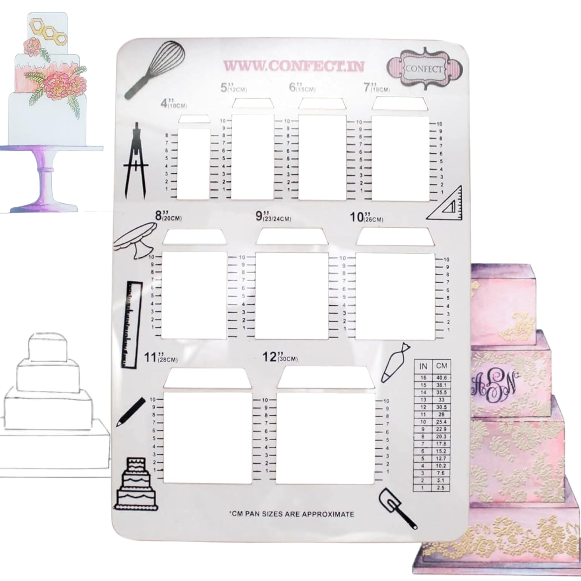 Amazon Confect Square Cake Sketching Stencils Reusable Cake Decorating Stencils For Baking Icing Fondant Decorating Tools For Cookies Pastries Home Kitchen