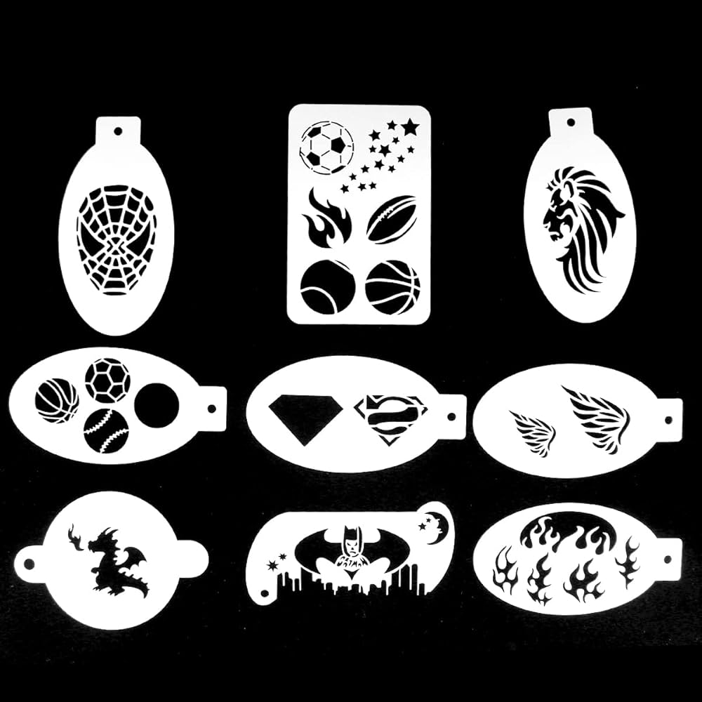 Amazon Depvision 9 Pieces Face Paint Stencils Kit Reusable Stencils For Body Art Face Painting Party Halloween Makeup Hallowen Arts Crafts Sewing