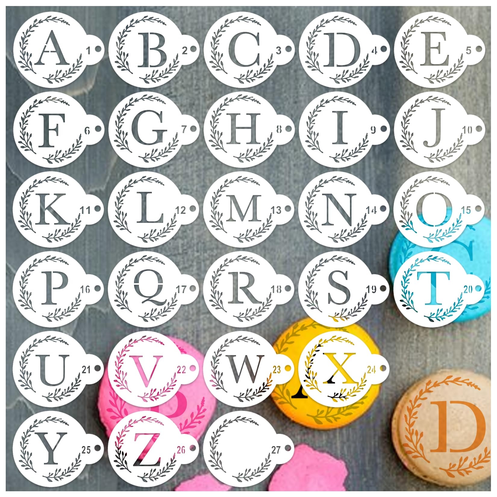 Amazon Small Letter Stencil For Cakes Cookie Decorating Stencils Reusable Alphabet Stencil On Baking Coffee Decorating Card Making 27 Letter Cookie Home Kitchen