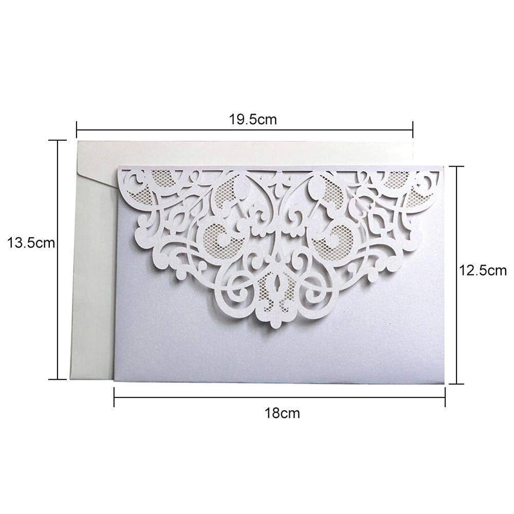 Amazon Wedding Invitation Cards 10pcs Laser Cut Floral Design Invites Pocket For Bridal Showers Engagement Parties Includes Covers Blank Inserts White Home Kitchen