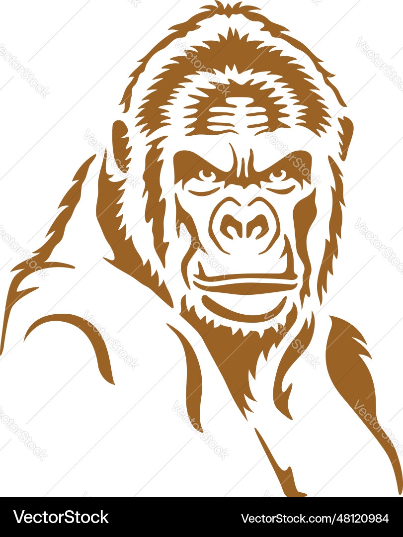 Angry Gorilla Face Printable Stencil Art Vector Image