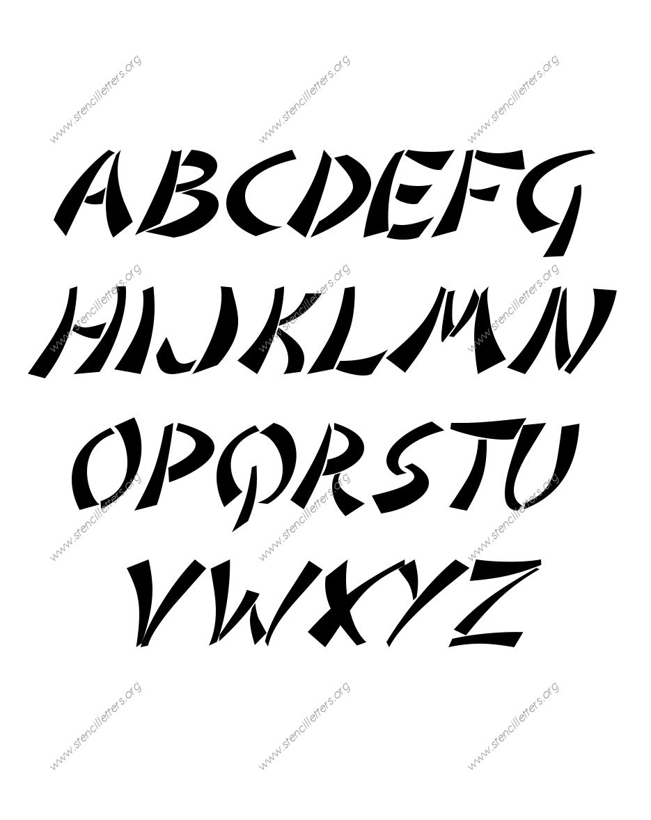 Asian Italic Uppercase Lowercase Letter Stencils A Z 1 4 Inch Up To 36 Inch Printable File Size Stencil Letters Org