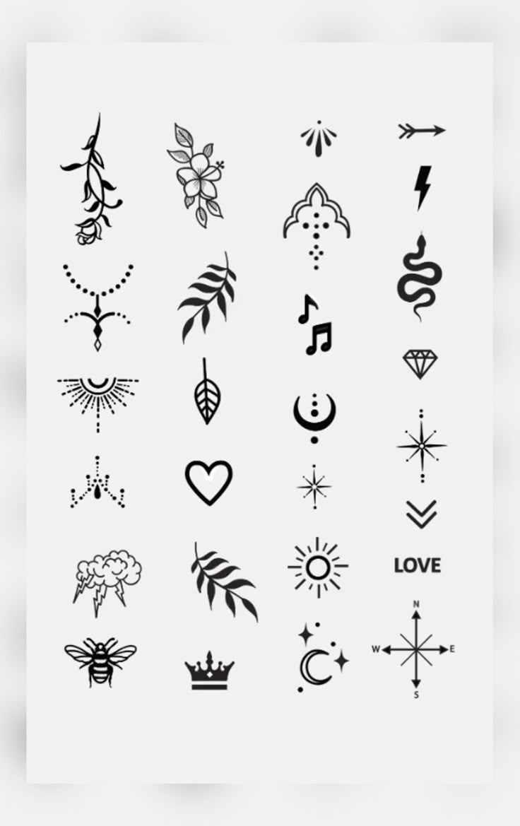Assortment Of Finger Tattoos With Love Design