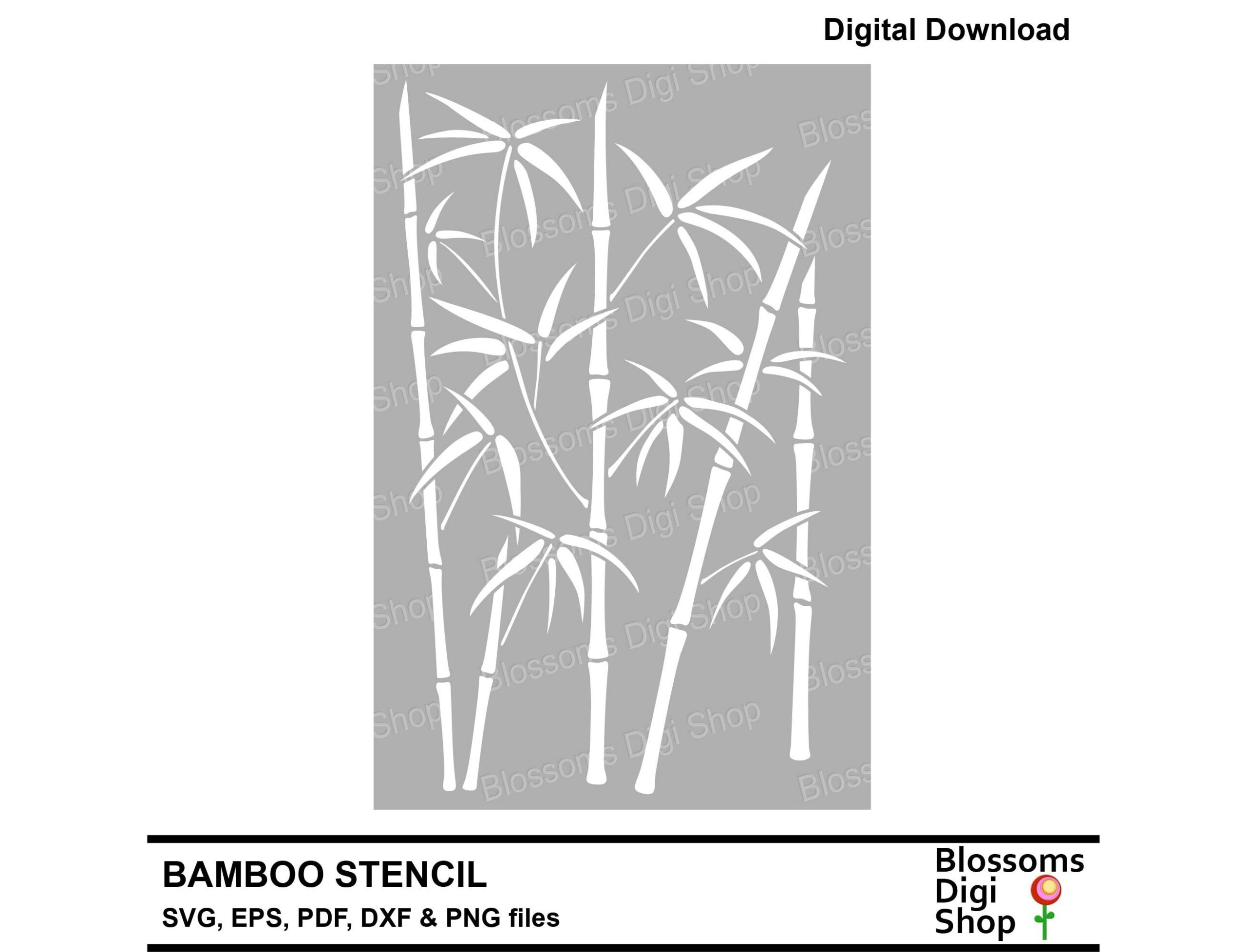 Bamboo Stencil Svg Cut File Branch Svg Leaves Eps Laser Dxf Leaf Pattern cricut Svg Silhouette Cameo Commercial Use Etsy