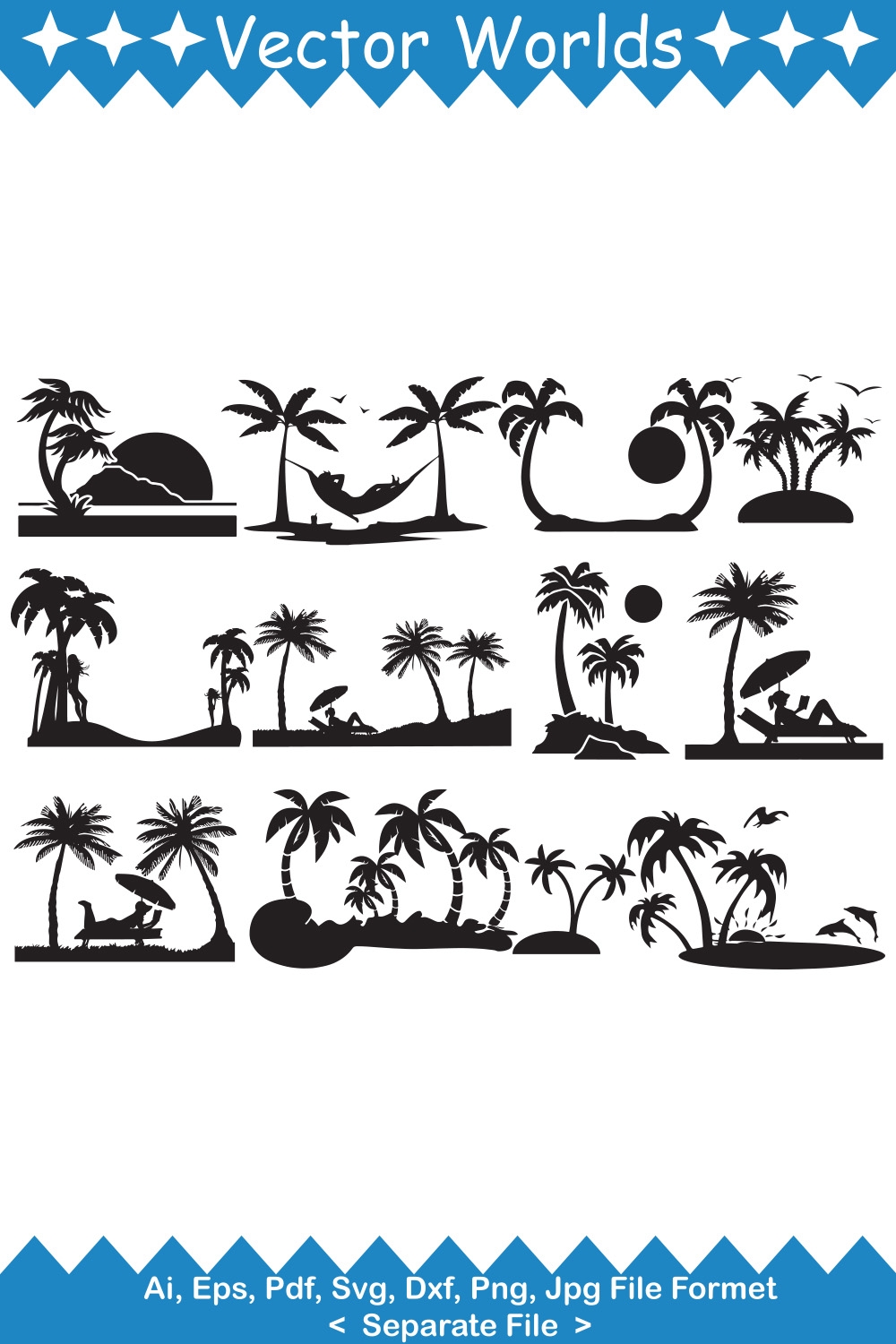Beach Stencils SVG Vector Design MasterBundles