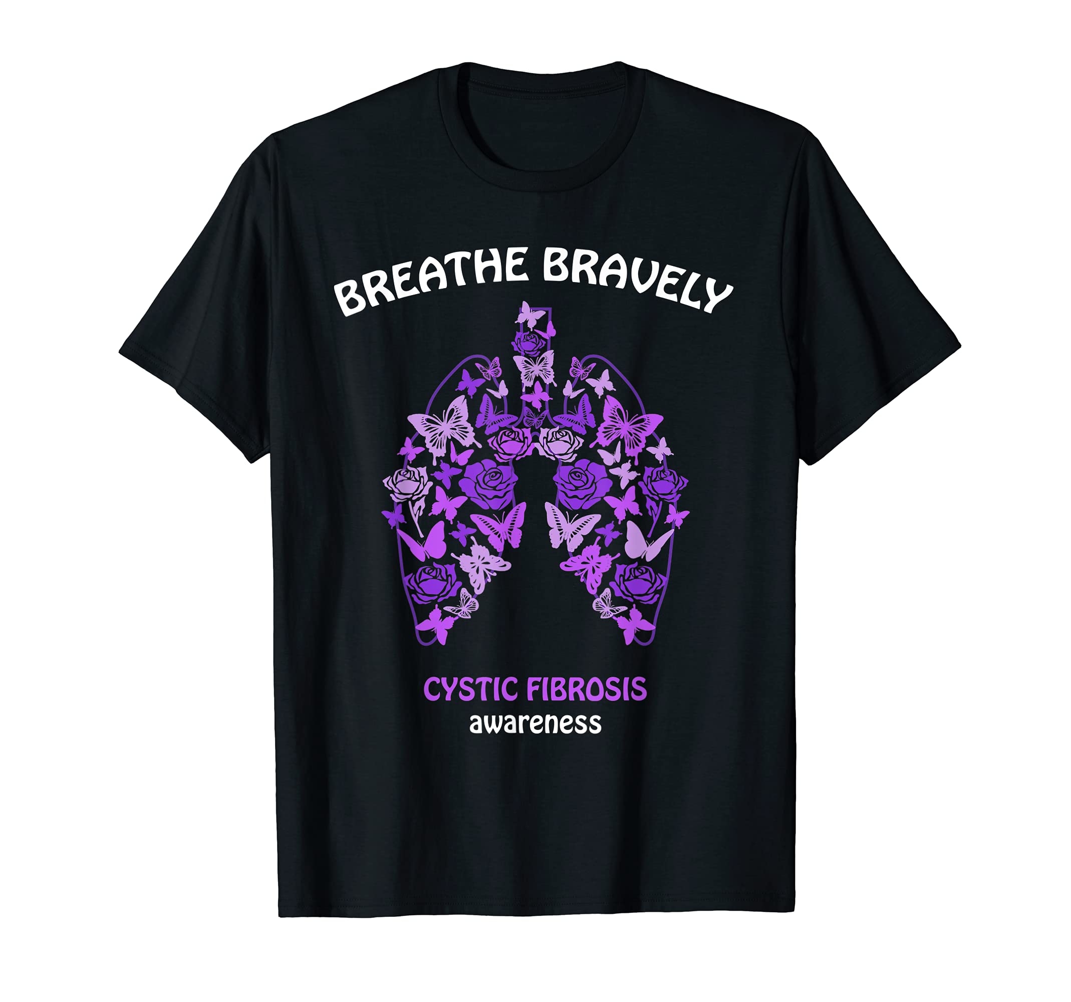 Breathe Bravely 65 Roses CF Cystic Fibrosis Awareness T Shirt Clothing Shoes Jewelry Amazon