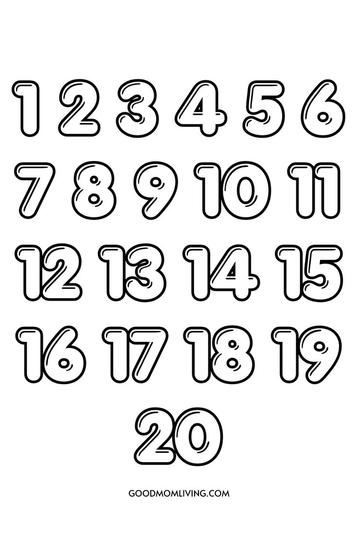 Bubble Numbers 1 20 Free Printable Numbers 1 20 Bubble Letter