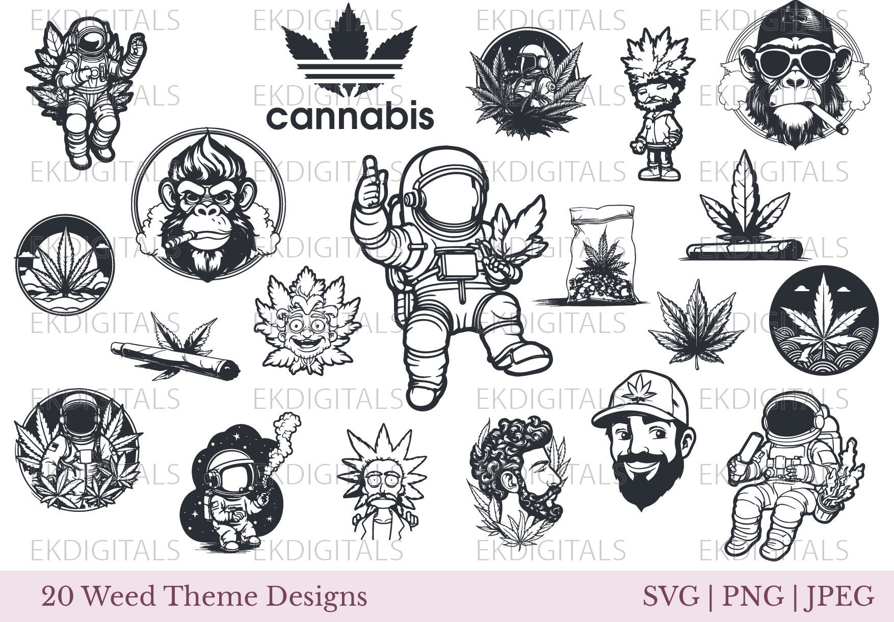 Cannabis Bundle Logo Vinyl Stencil Weed Clipart Print Cricut Cutting Files Silhouette Cameo Svg Png Jpeg High Res Etsy