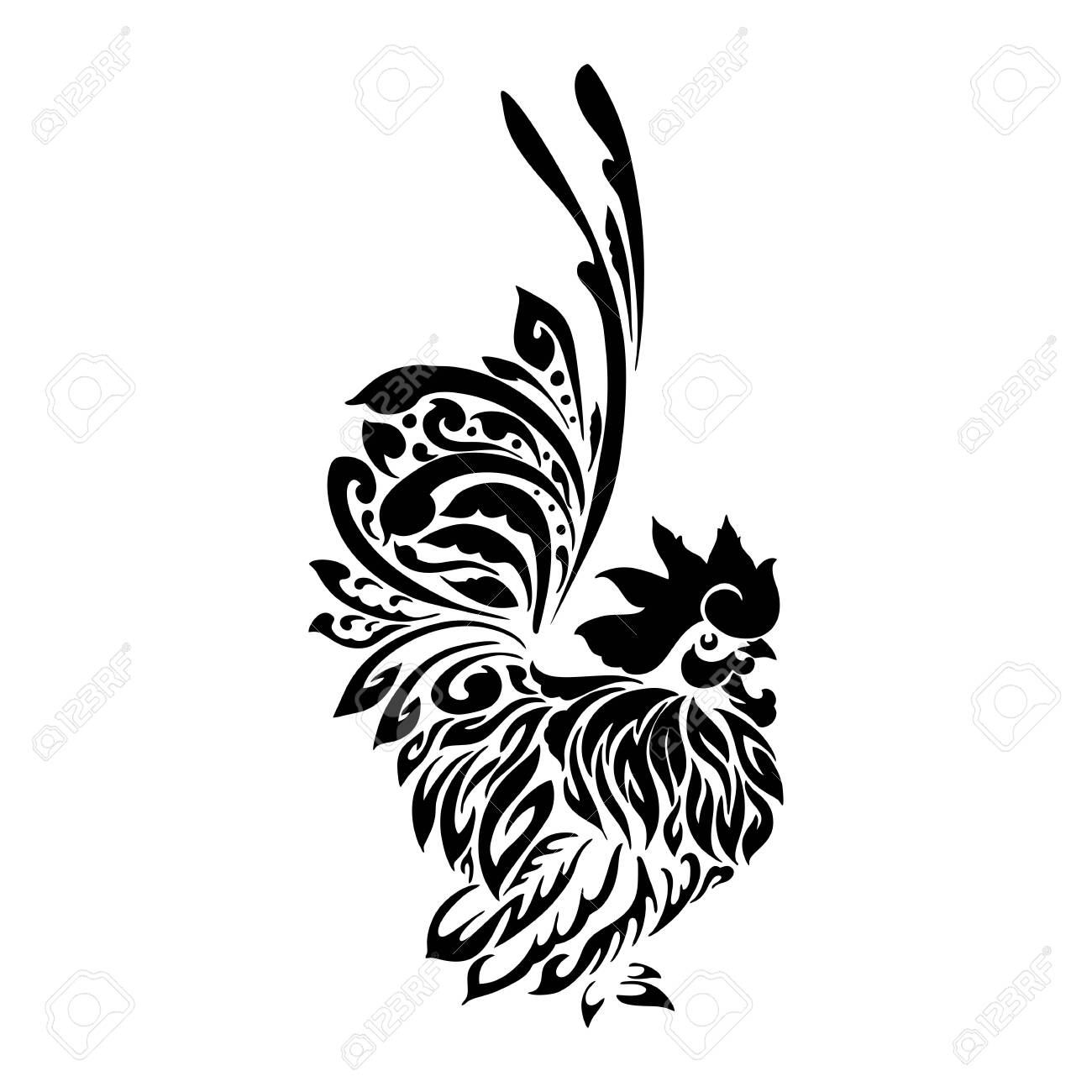 Chicken Tribal Tattoo Oriental Style Vector With White Background Royalty Free SVG Cliparts Vectors And Stock Illustration Image 137631131 