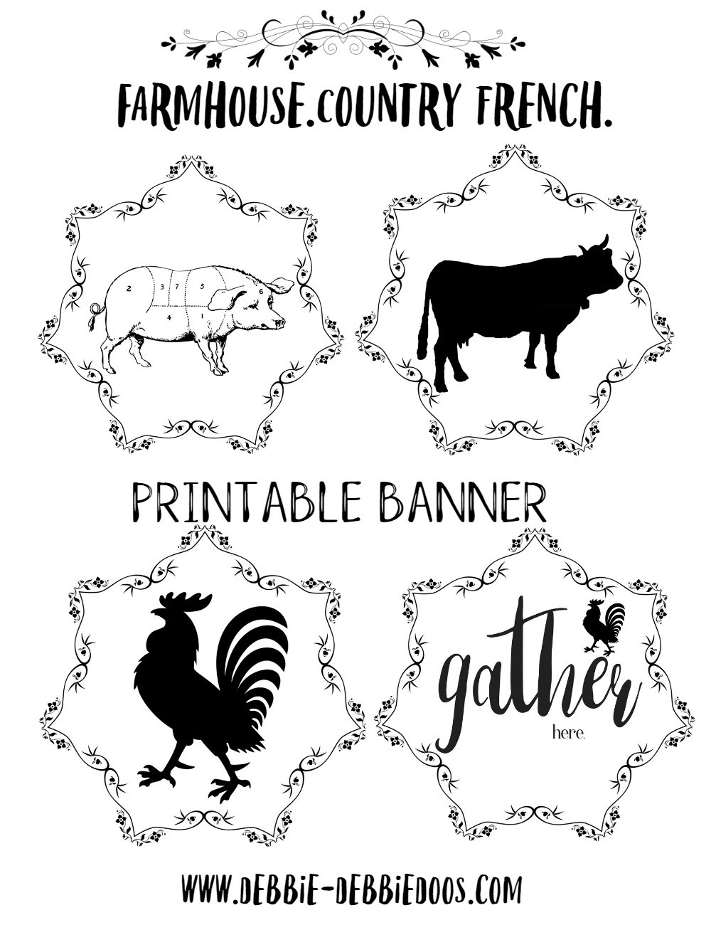 Country French Farmhouse Free Printable Banner