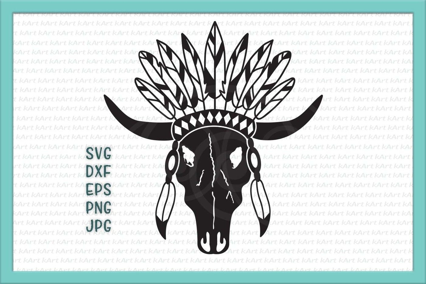 Cow Skull Svg Cow Skul Iron On Bull Skull Svg Feathers Tribal Svg Western Svg Texas Cower Silhouette Clipart Decal Design Country By KArtCreation TheHungryJPEG