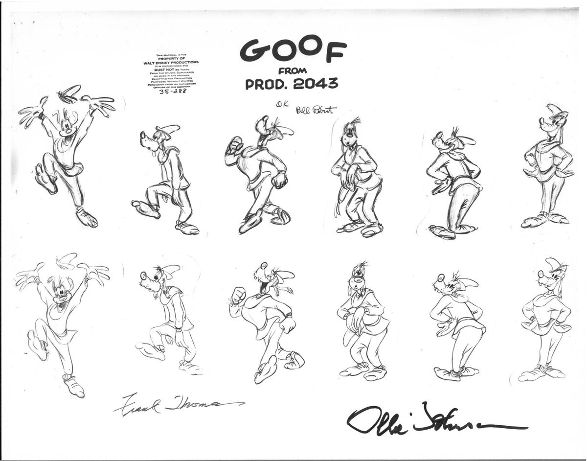 Disney Photostat Model Sheet Goofy Art Goof Classic Disney Signed FT OJ Unframed EBay
