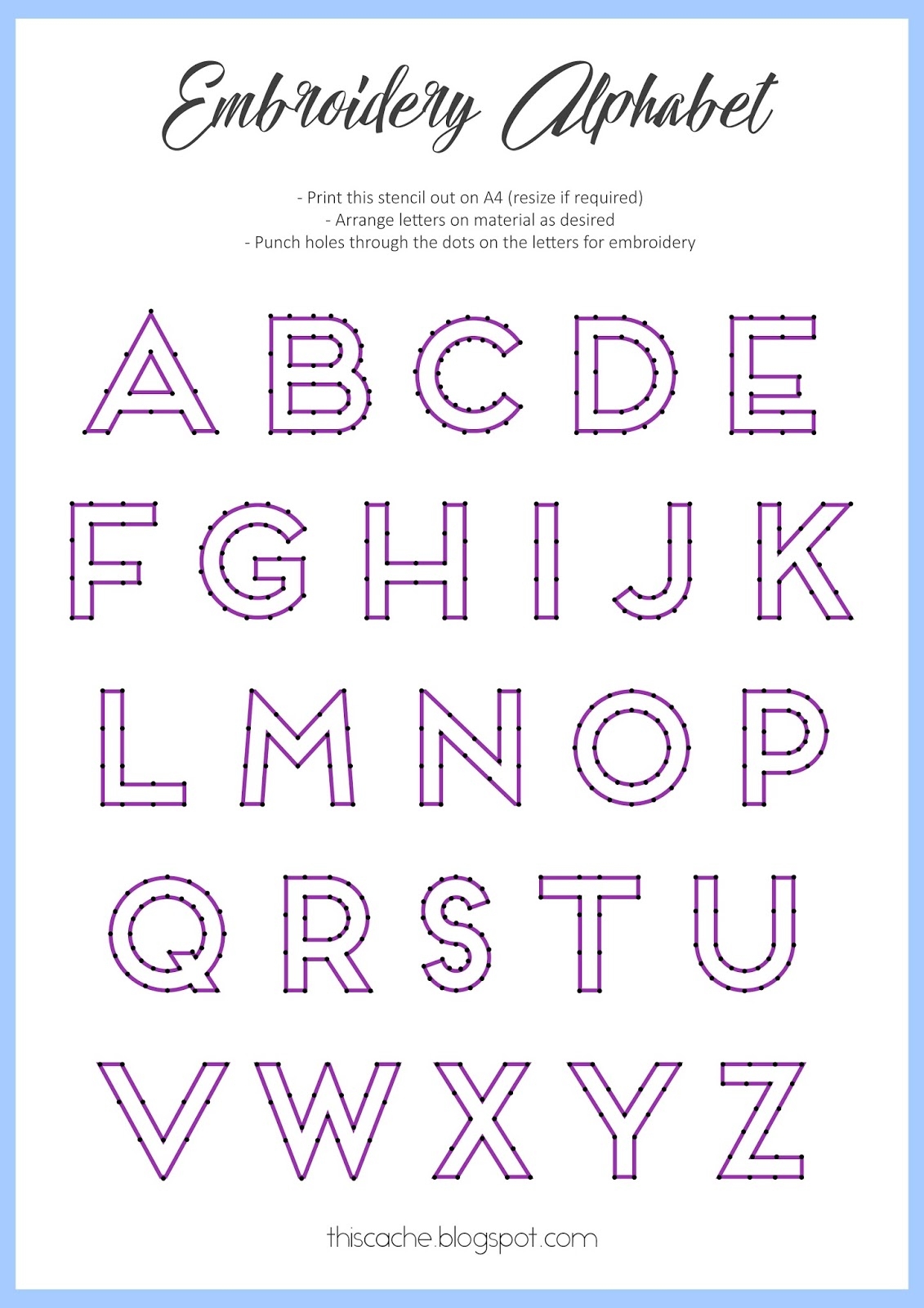 DIY Alphabet Embroidery Free Stencil 