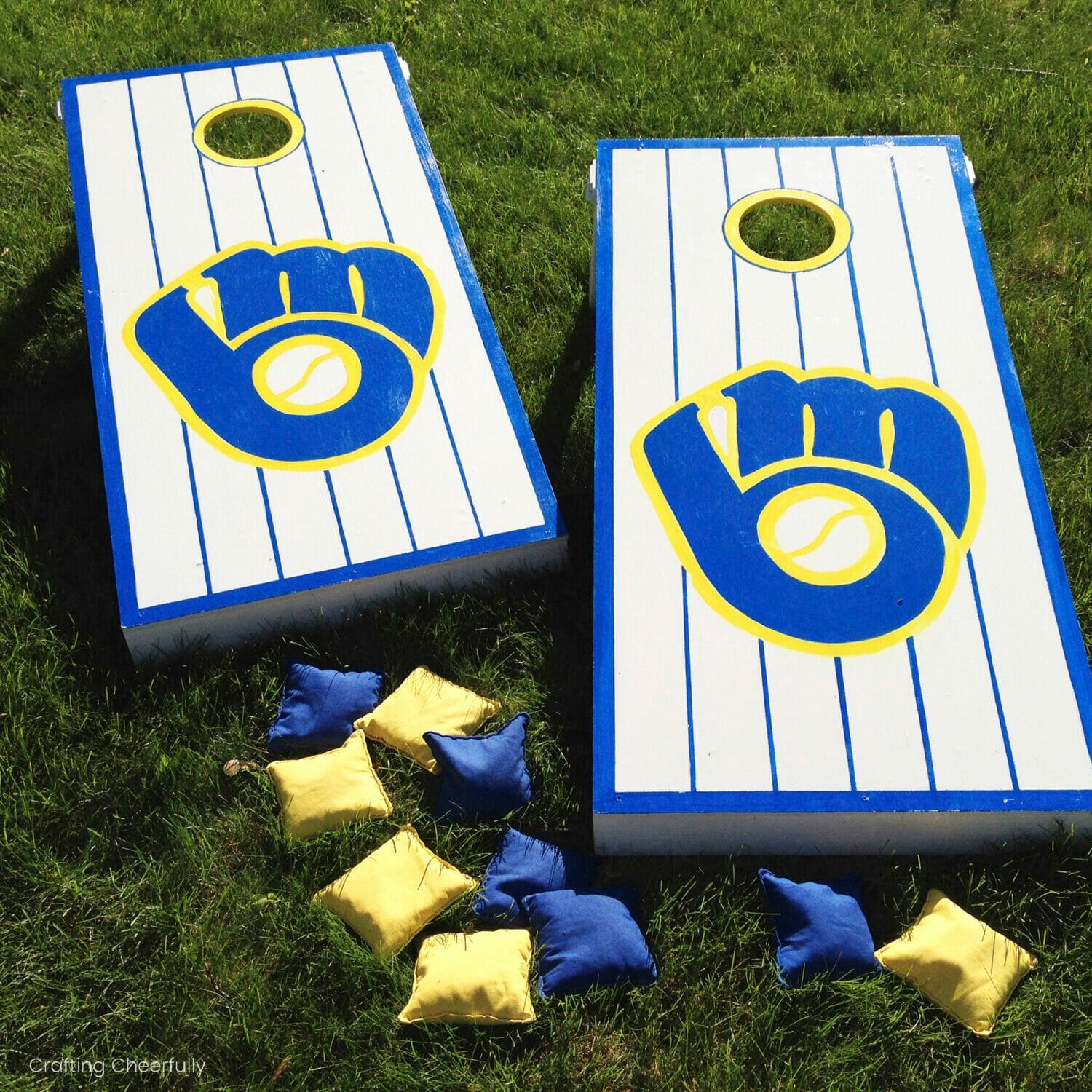 DIY Collapsible Cornhole Boards With Stenciled Design Crafting Cheerfully