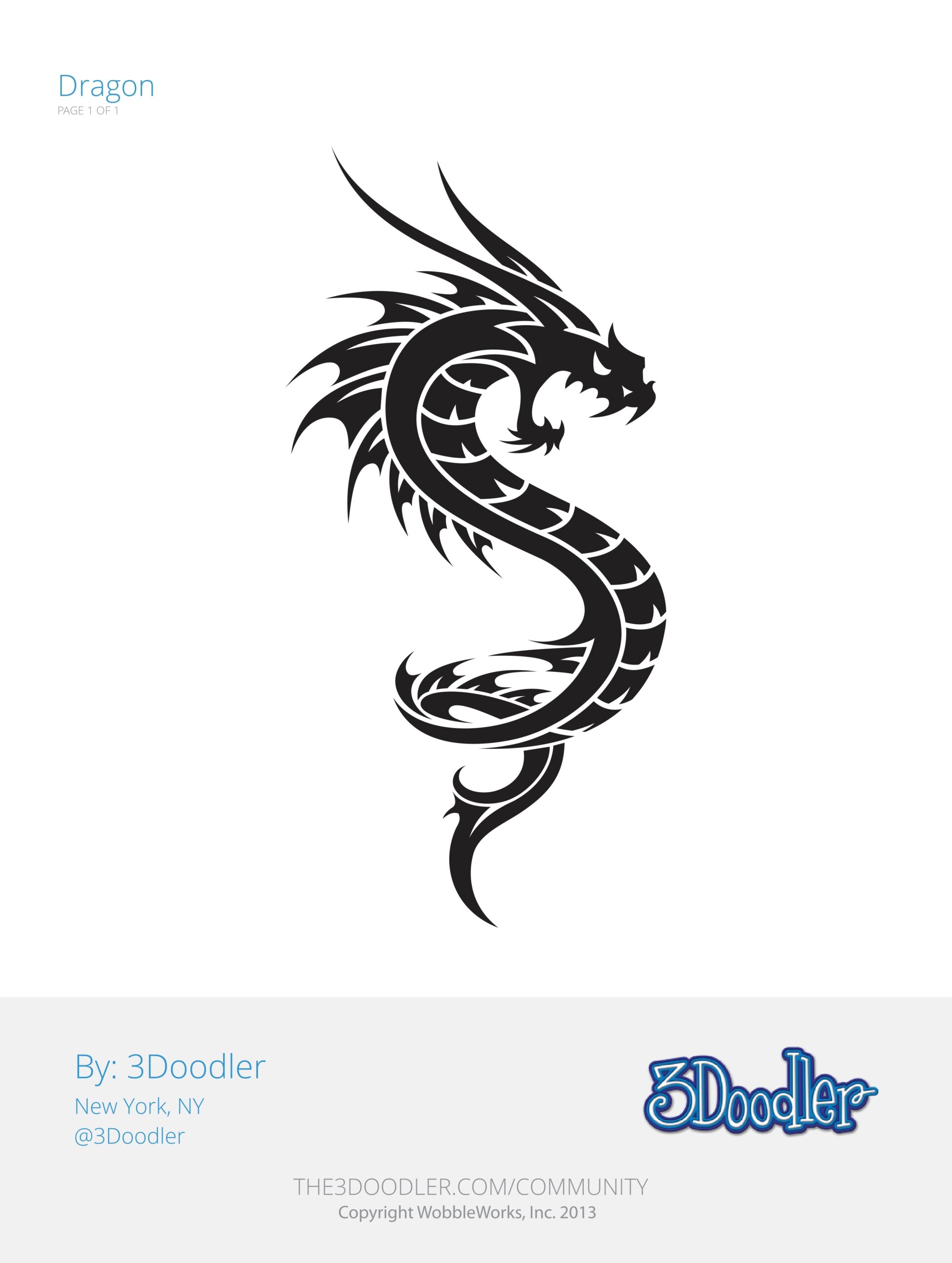 Dragon 3D Pen Stencil 3Doodler