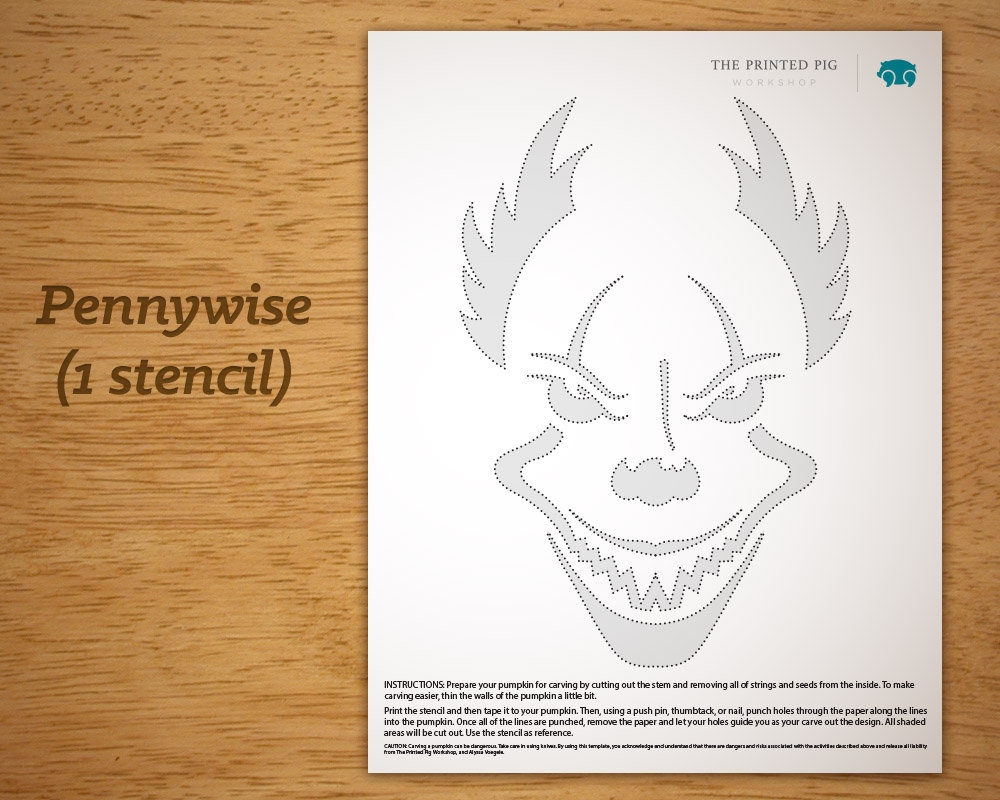 Free Pennywise Pumpkin Stencil Printable