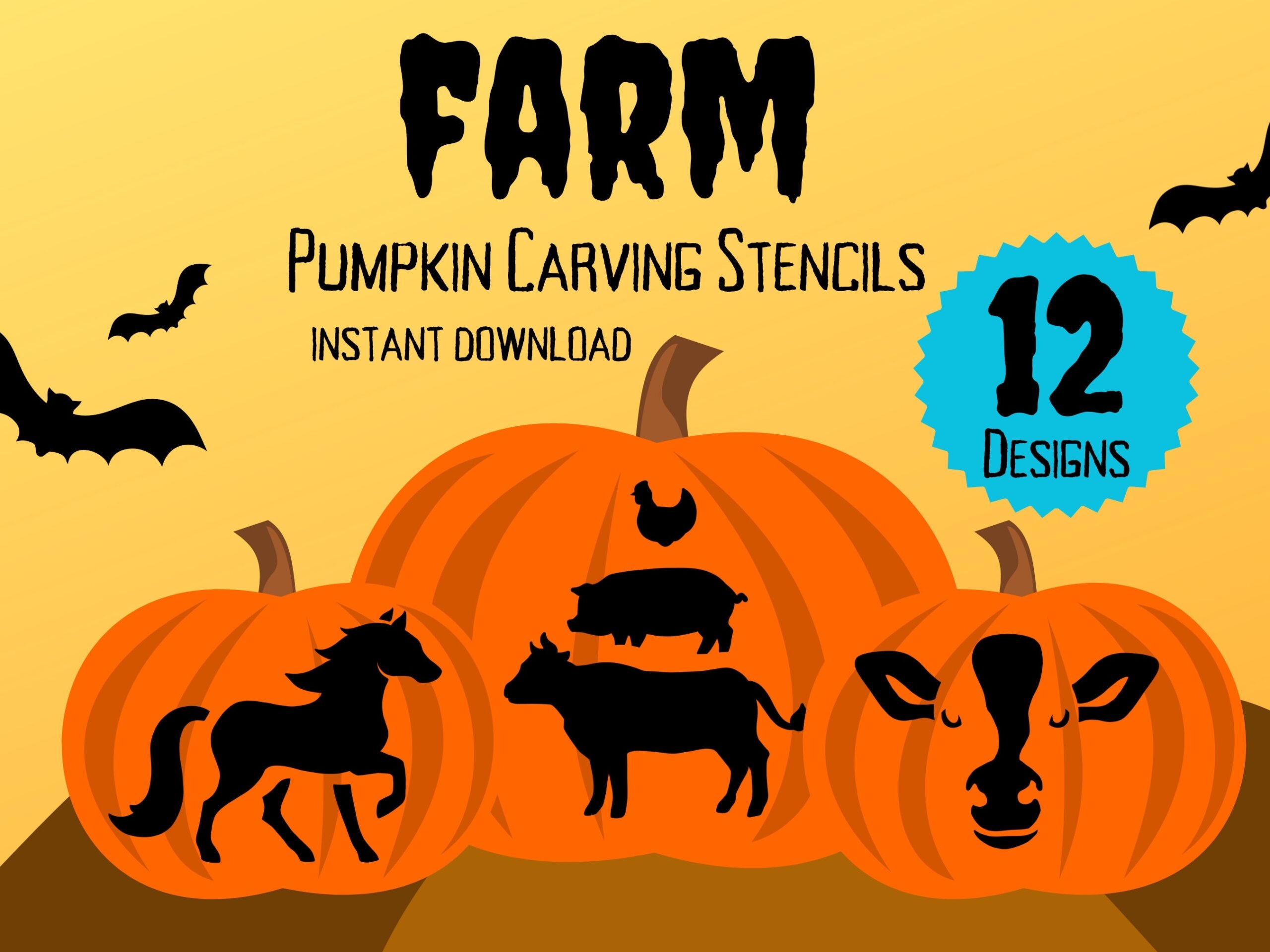 Printable Cow Pumpkin Carving Stencil Free