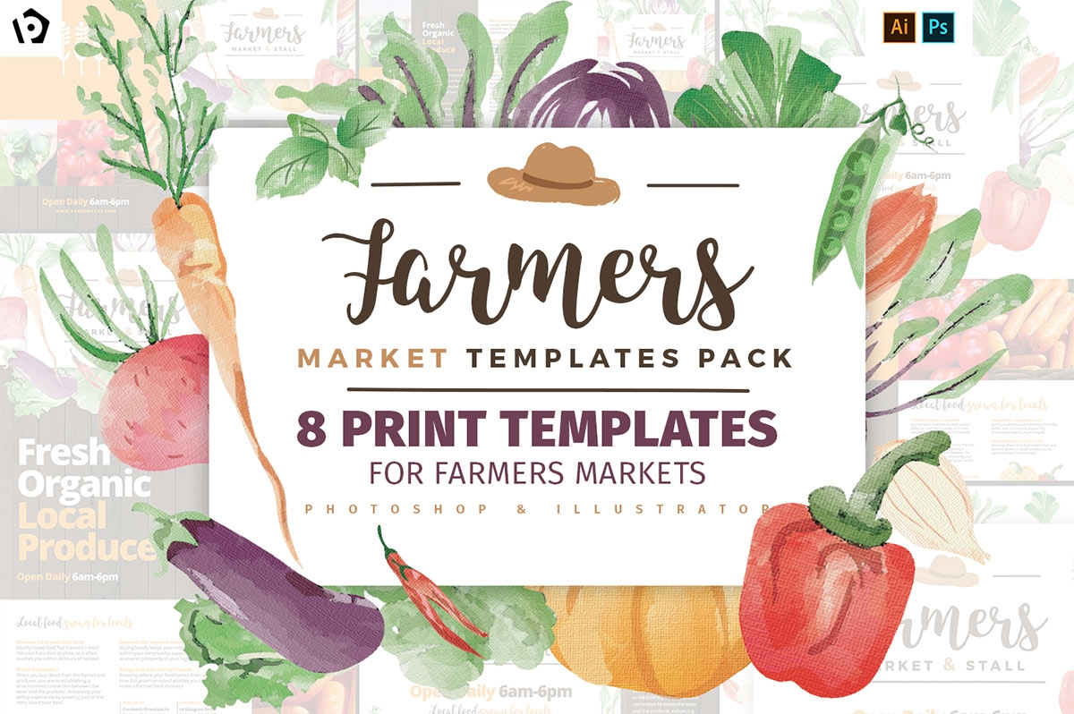 Farmers Market Print Design Template Pack