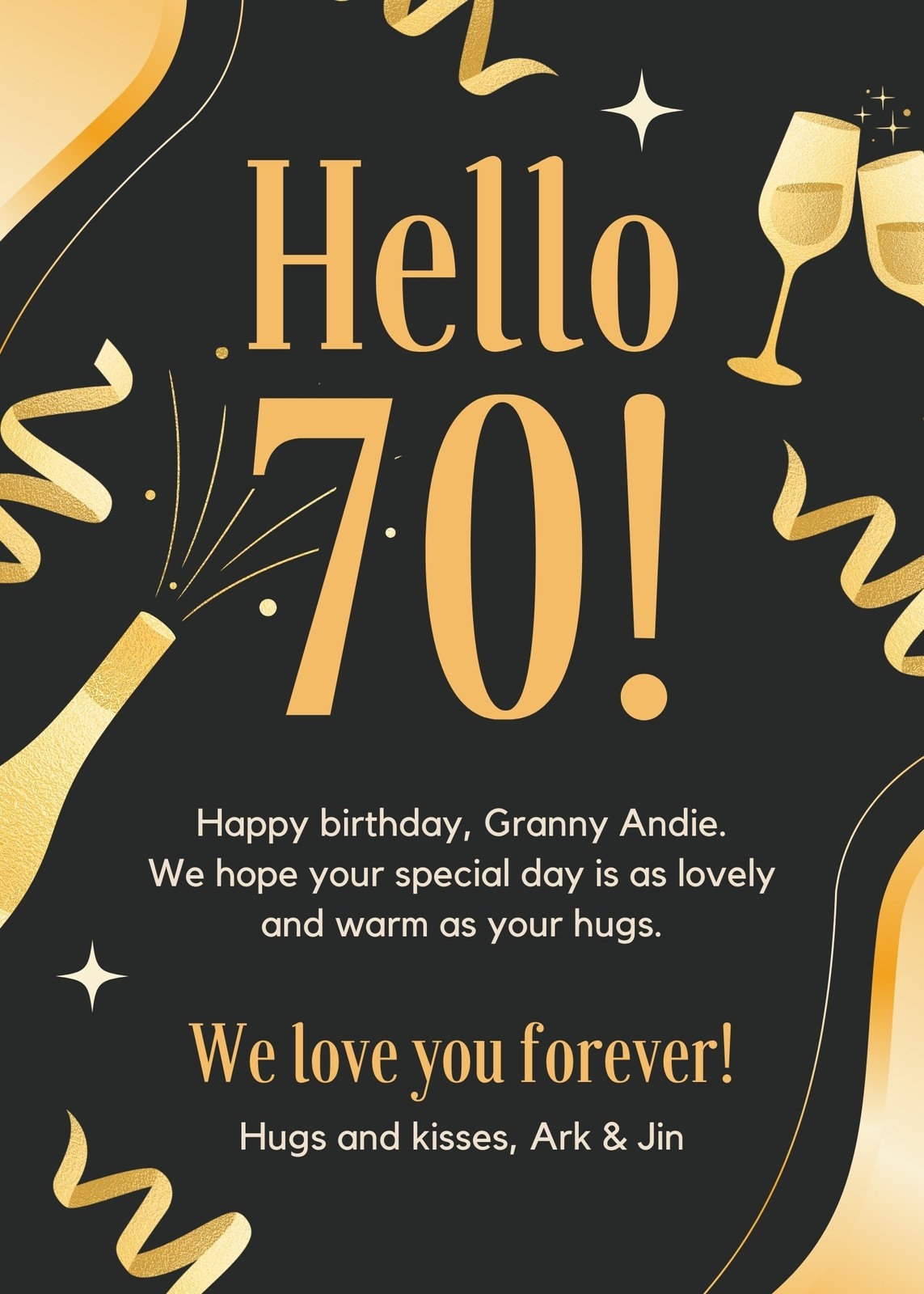 Free Custom Printable 70th Birthday Card Templates Canva