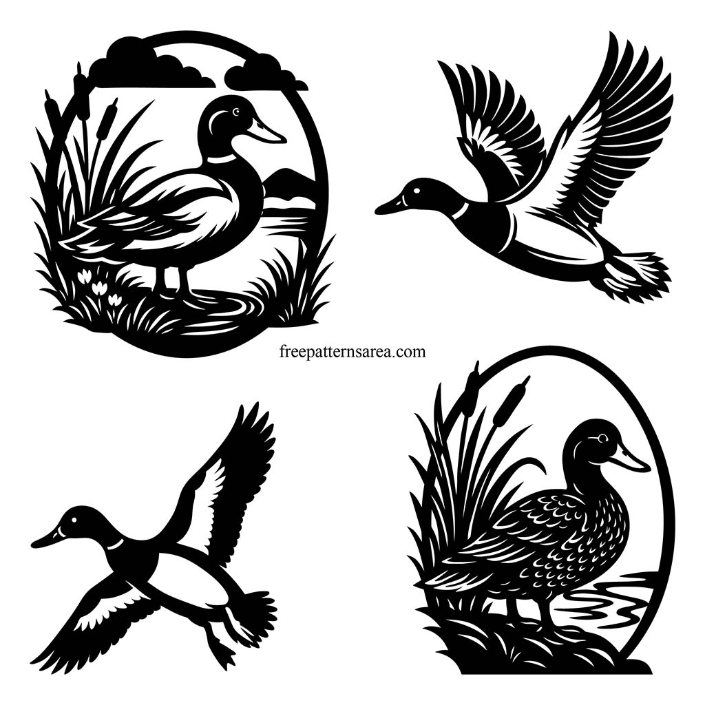 Free Mallard Duck Silhouette And Vector Art Designs FreePatternsArea