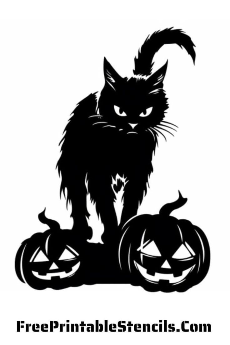 Free Printable Black Cat Stencil For Halloween