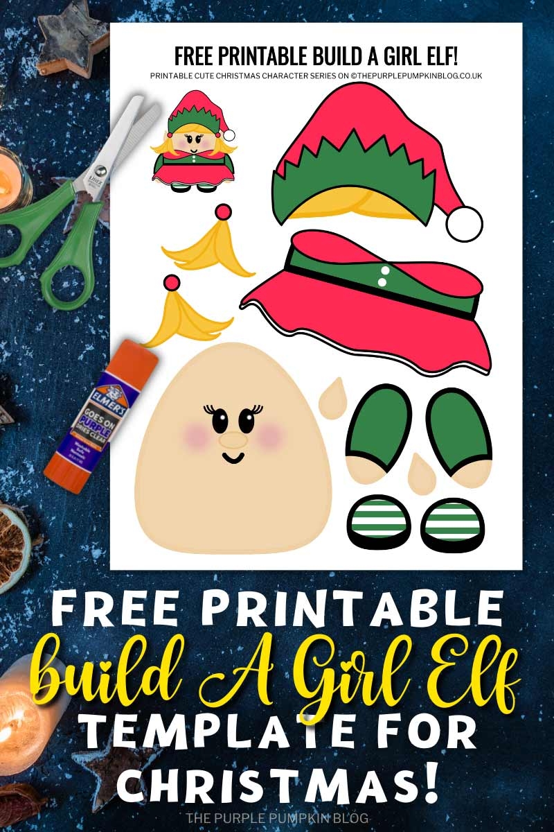 Free Printable Build A Girl Elf Template Christmas Paper Craft 