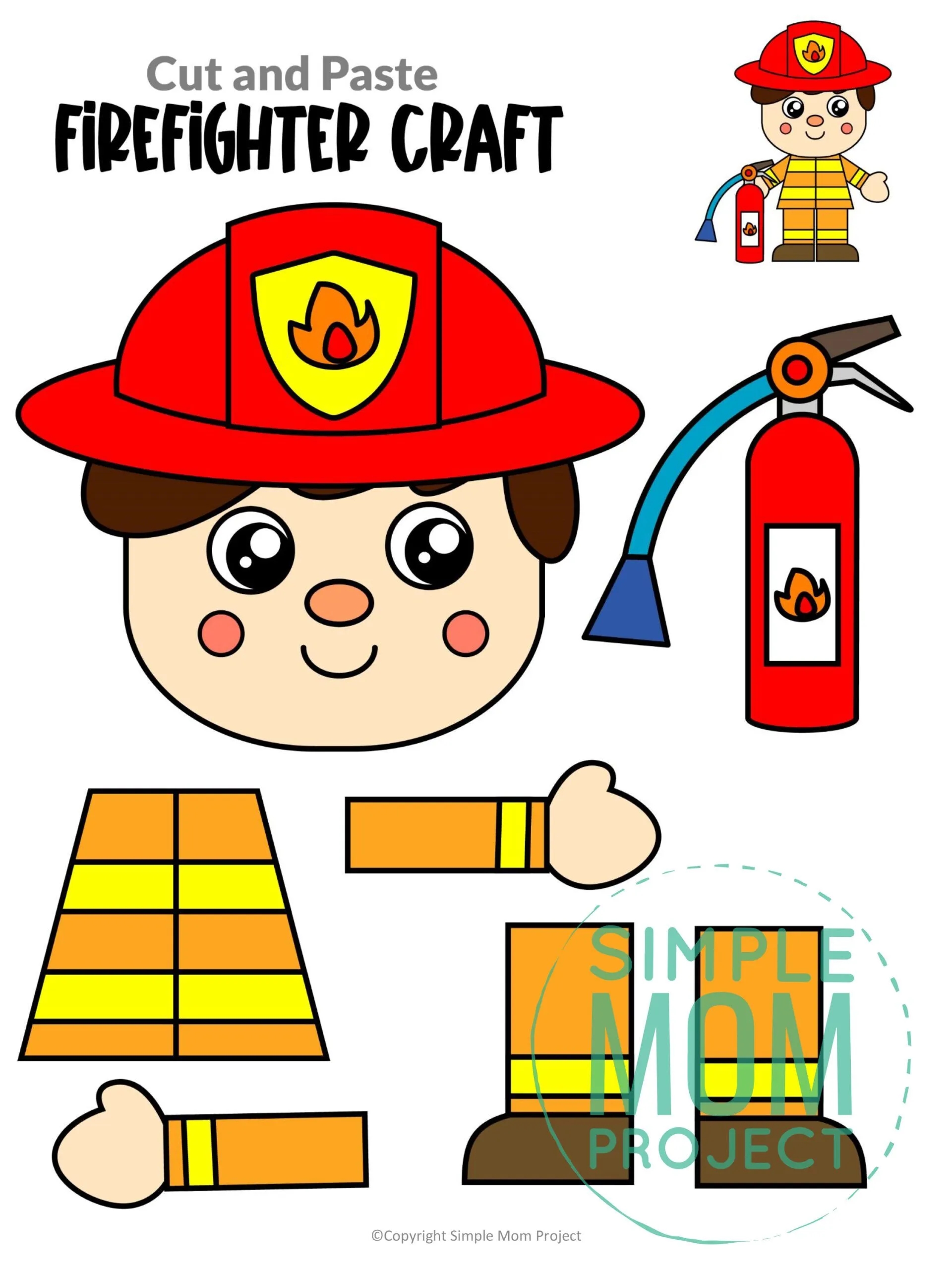 Free Printable Firefighter Craft Template Simple Mom Project
