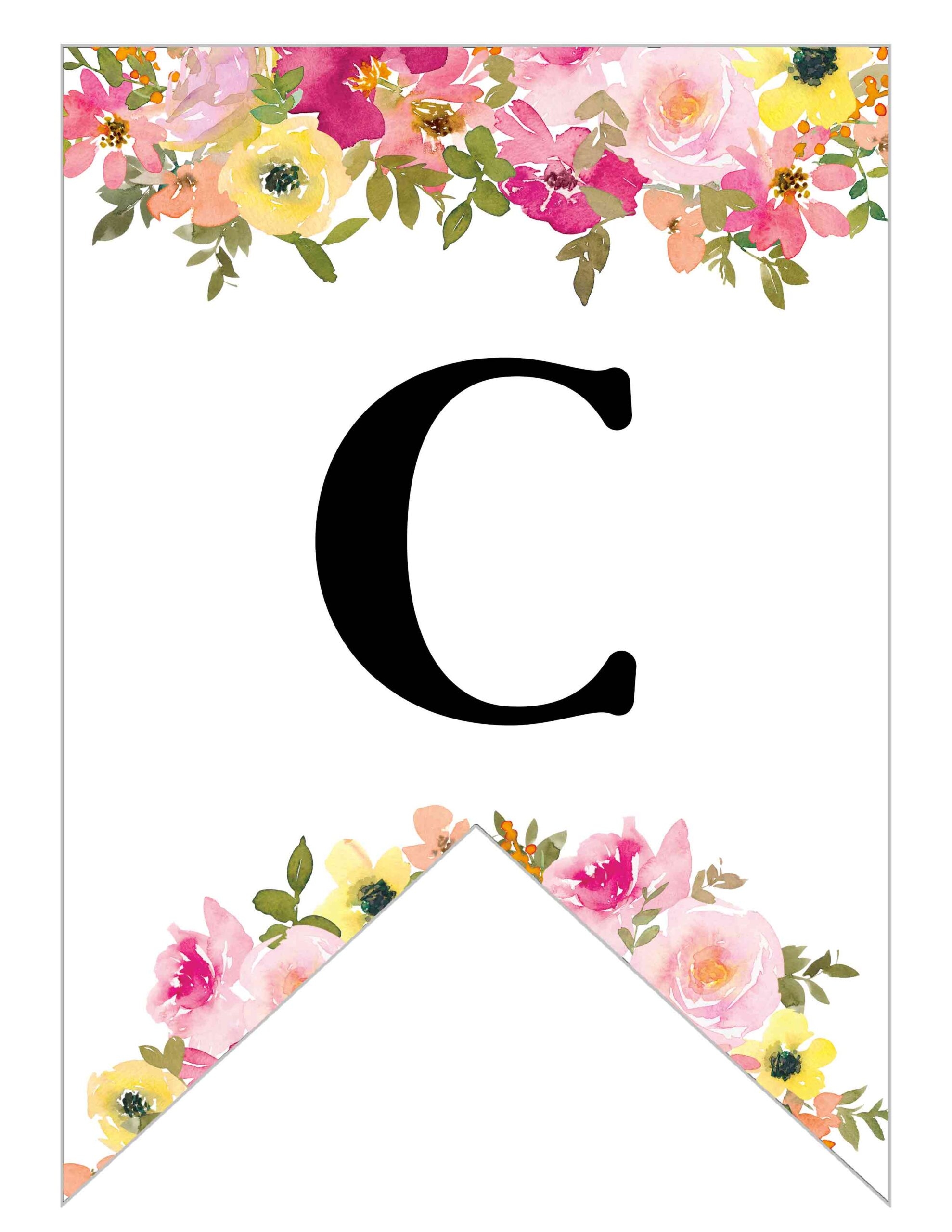Free Printable Floral Alphabet Banner Letters Lovely Planner