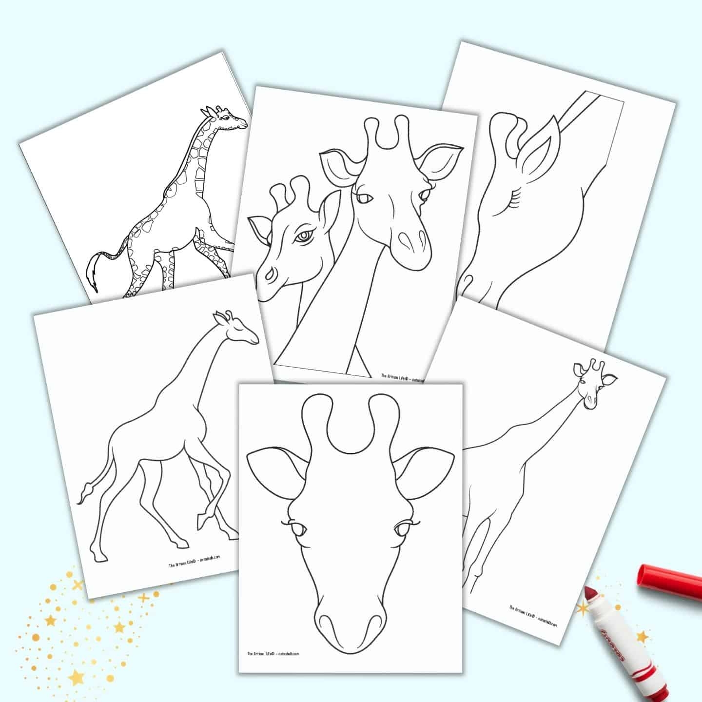 Free Printable Giraffe Outlines Templates The Artisan Life