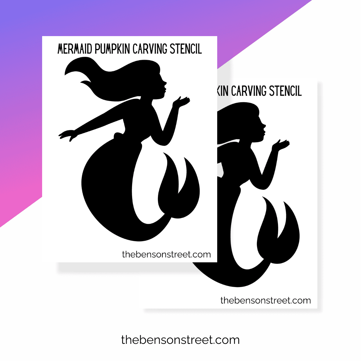 Free Printable Mermaid Pumpkin Stencil Carving Template The Benson Street