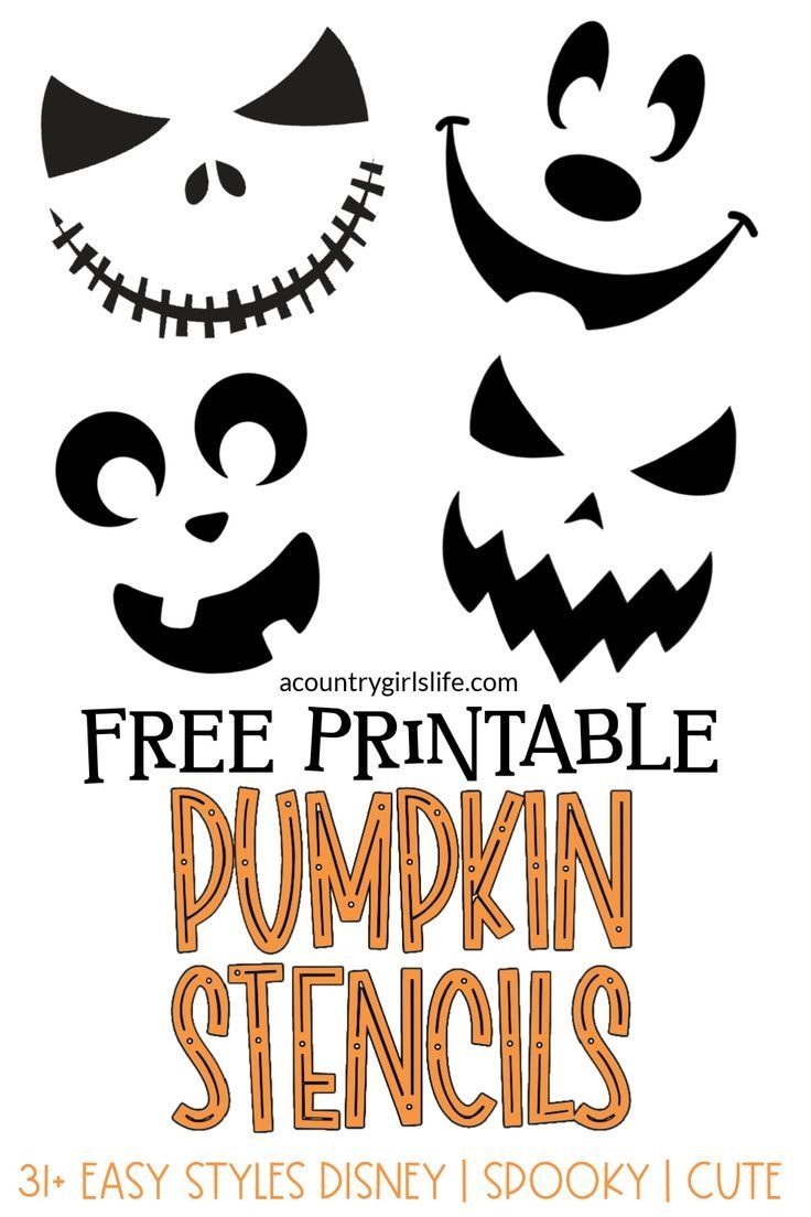 FREE Printable Pumpkin Carving Stencils Templates That Are EASY Disney Spooky Cute Fun Faces 