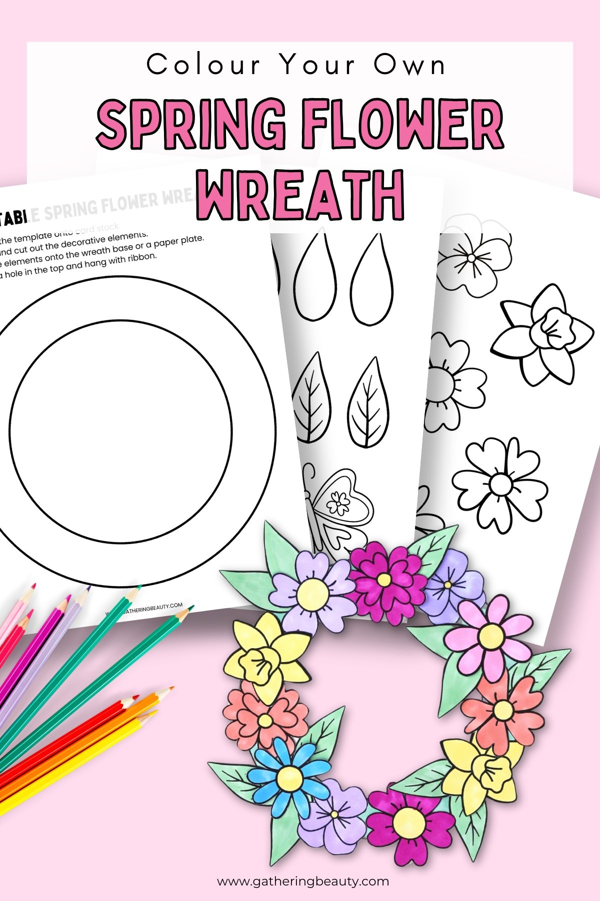 Free Printable Spring Flower Wreath Gathering Beauty