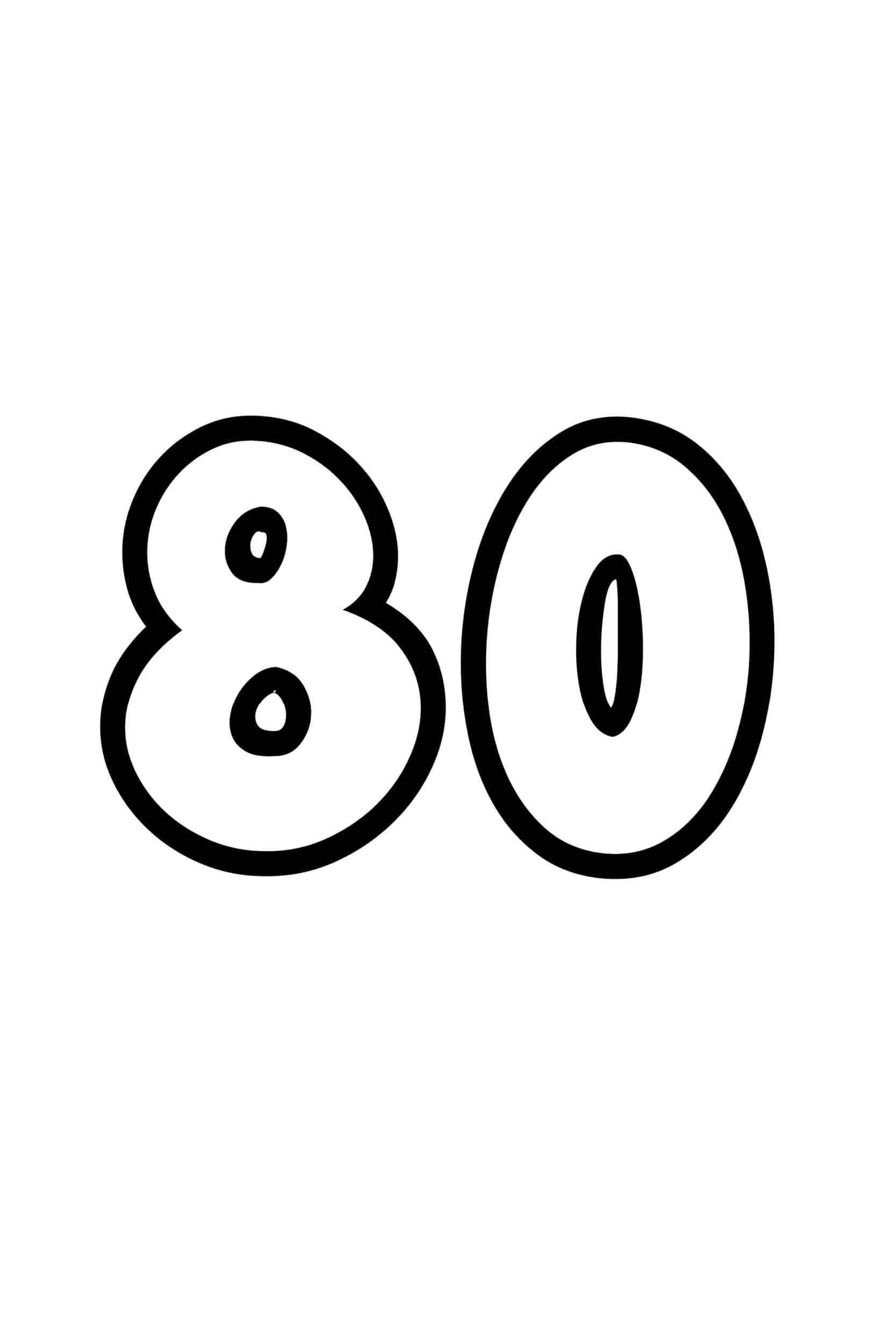Free Printable Tracing Numbers Bubble Number 80