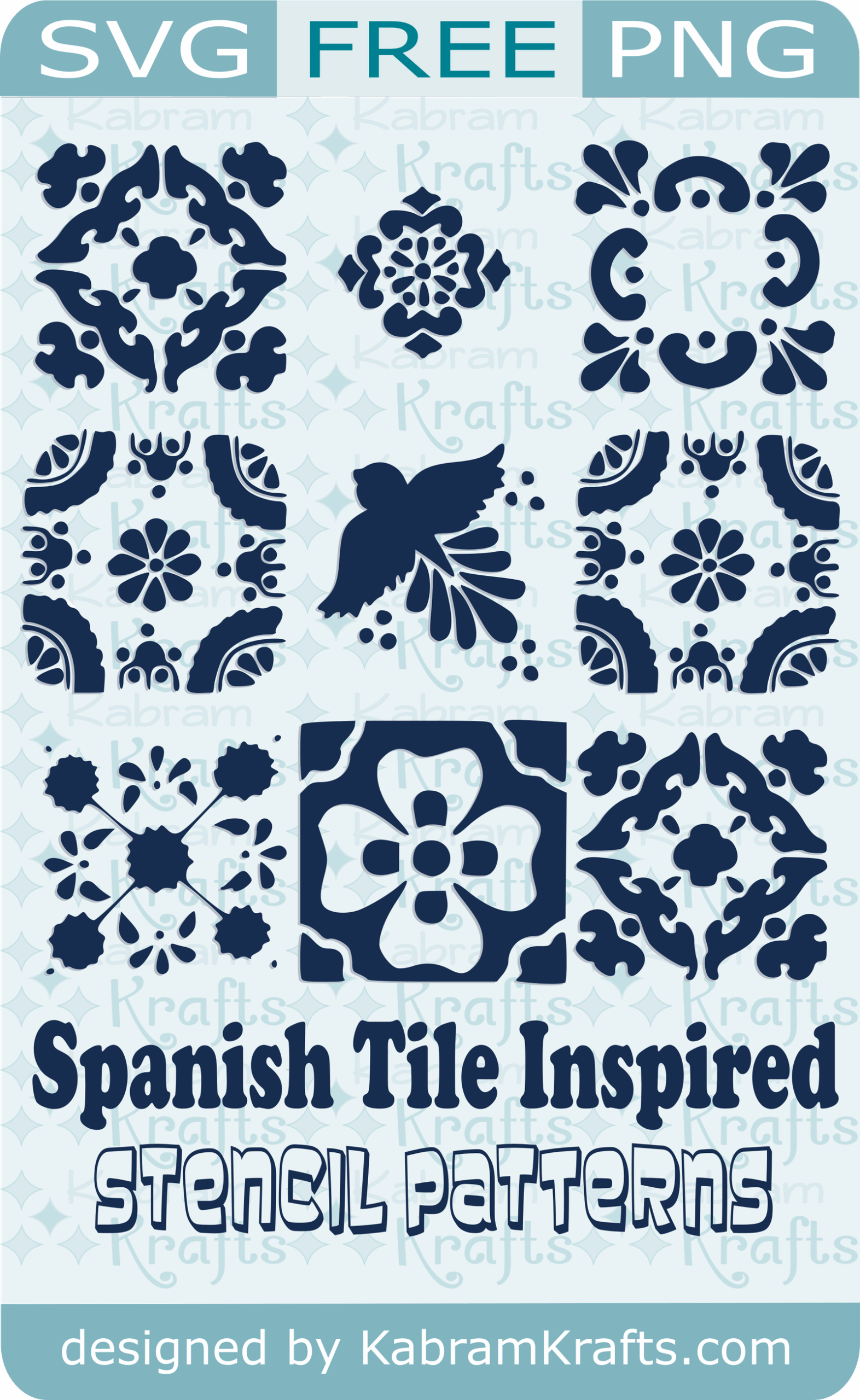 Free Spanish Tile Inspired SVG Stencil Cutting Files
