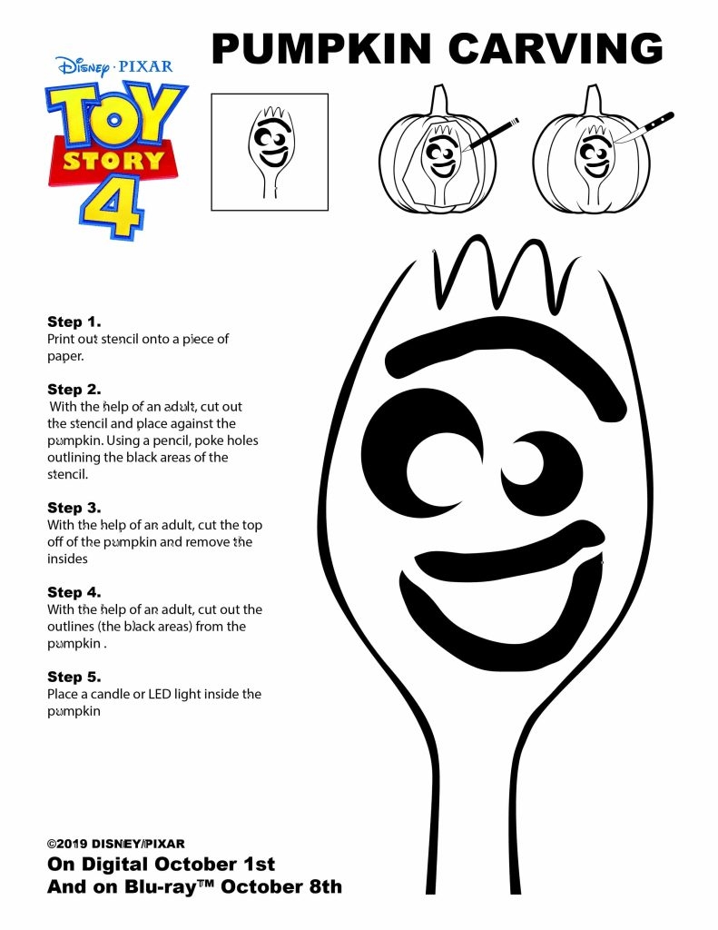 Free Toy Story 4 Forky Pumpkin Carving Halloween Template FREE Stencil Printable 4 The Love Of Family